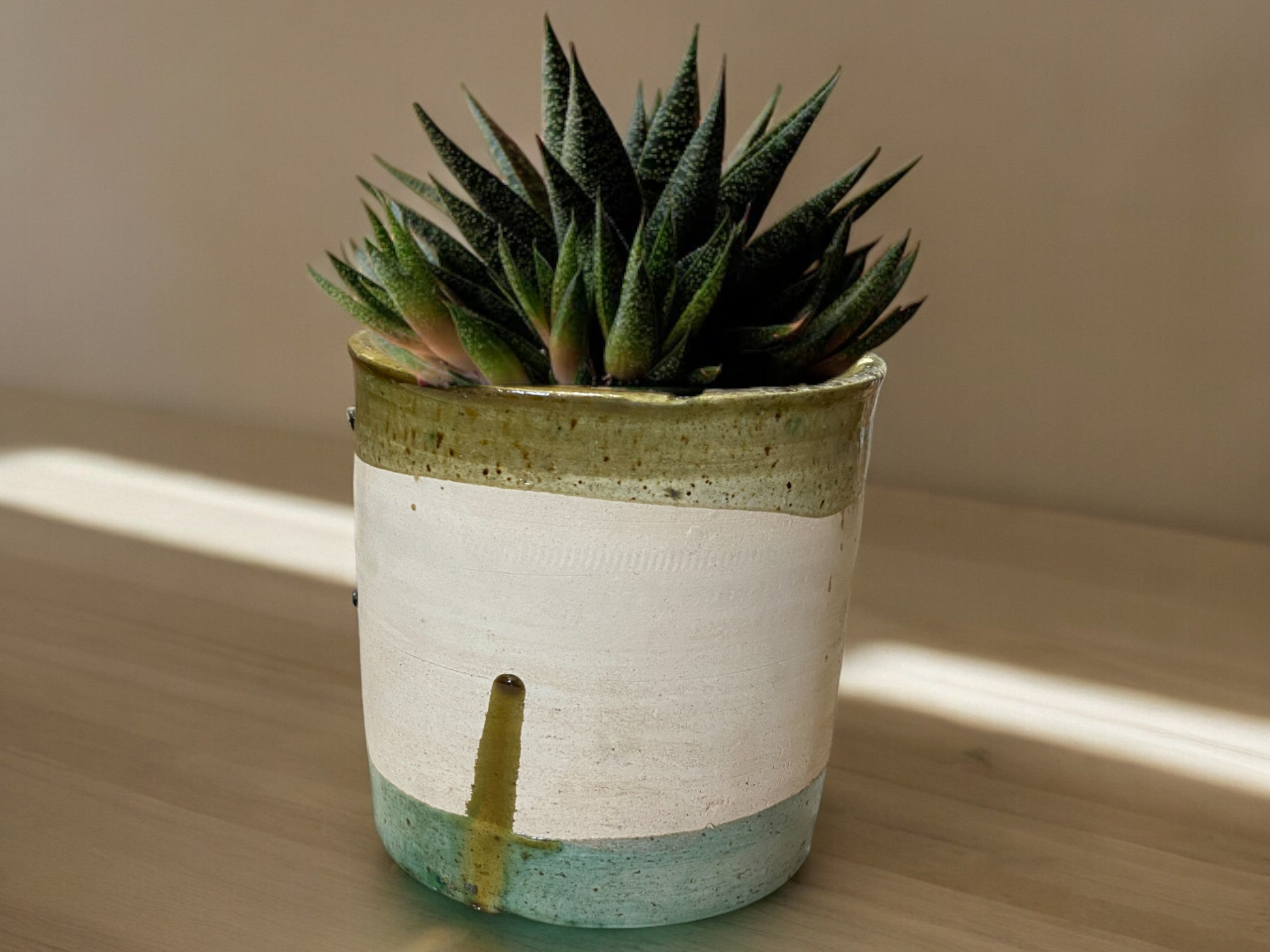 Handmade Moroccan Vintage Shaded  Glaze Tamegroute Planter/Pot: Unique Ceramic Pottery for Plants-3