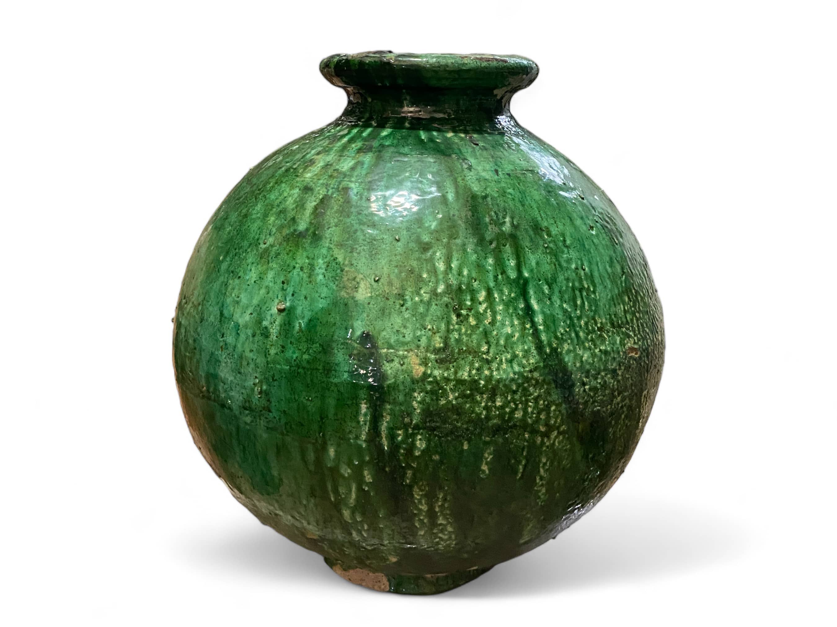 Artisan Handmade Moroccan Tamegroute  Green Glazed Large Floor Vase-1