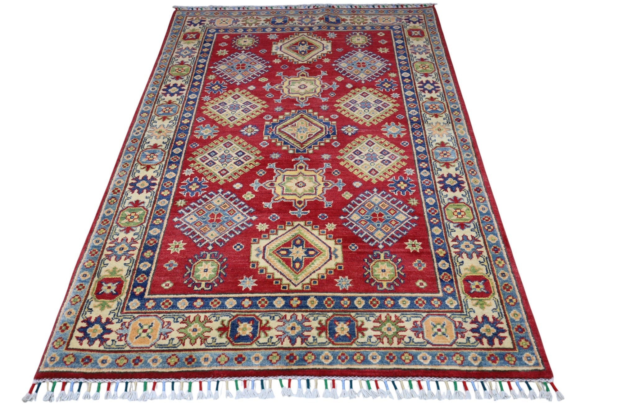 Hand-Knotted Afghani Kazak Wool Rug – 3’10″  x  6’0″
