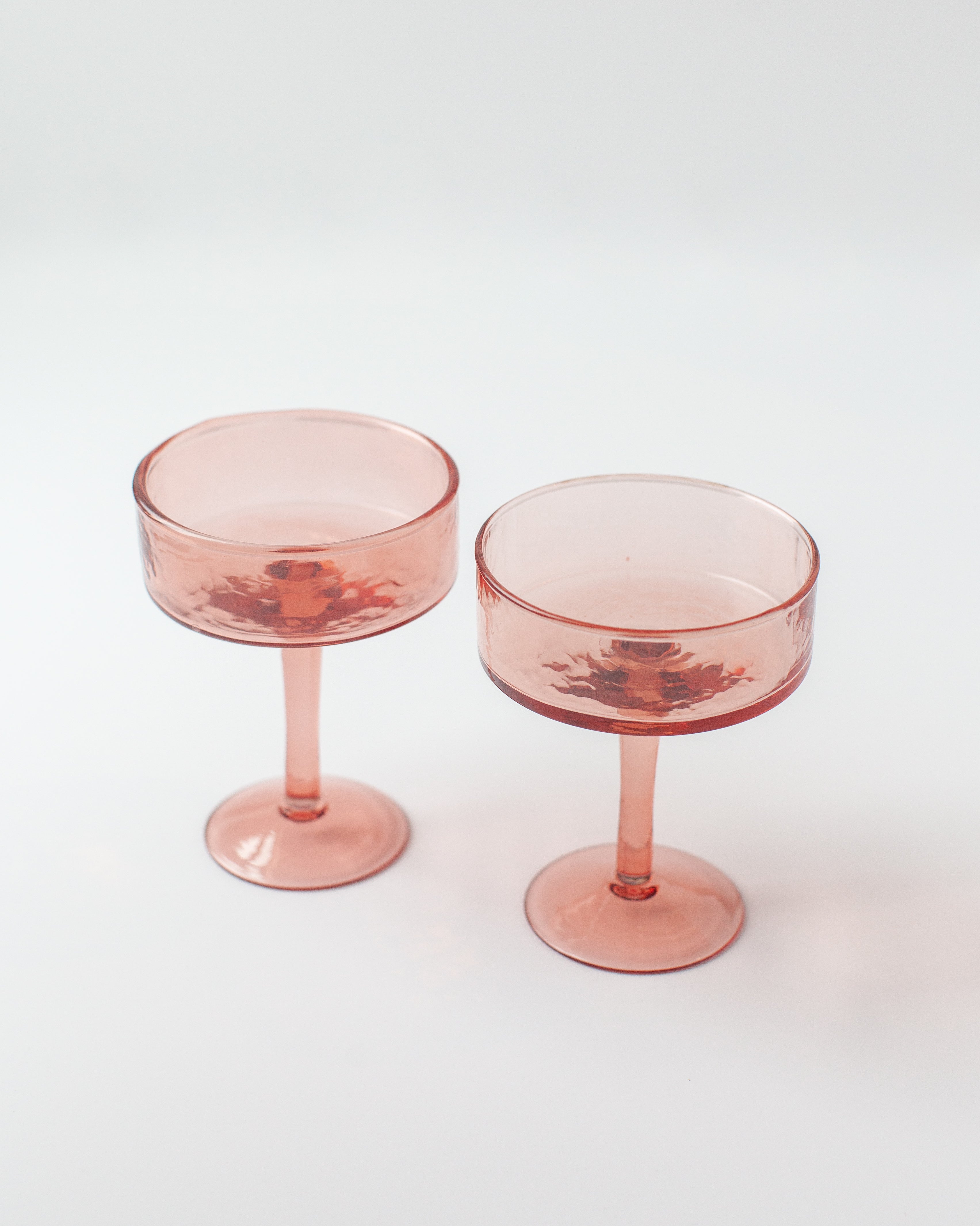 Handblown Hammered Coupe Cocktail Glass Pair-6
