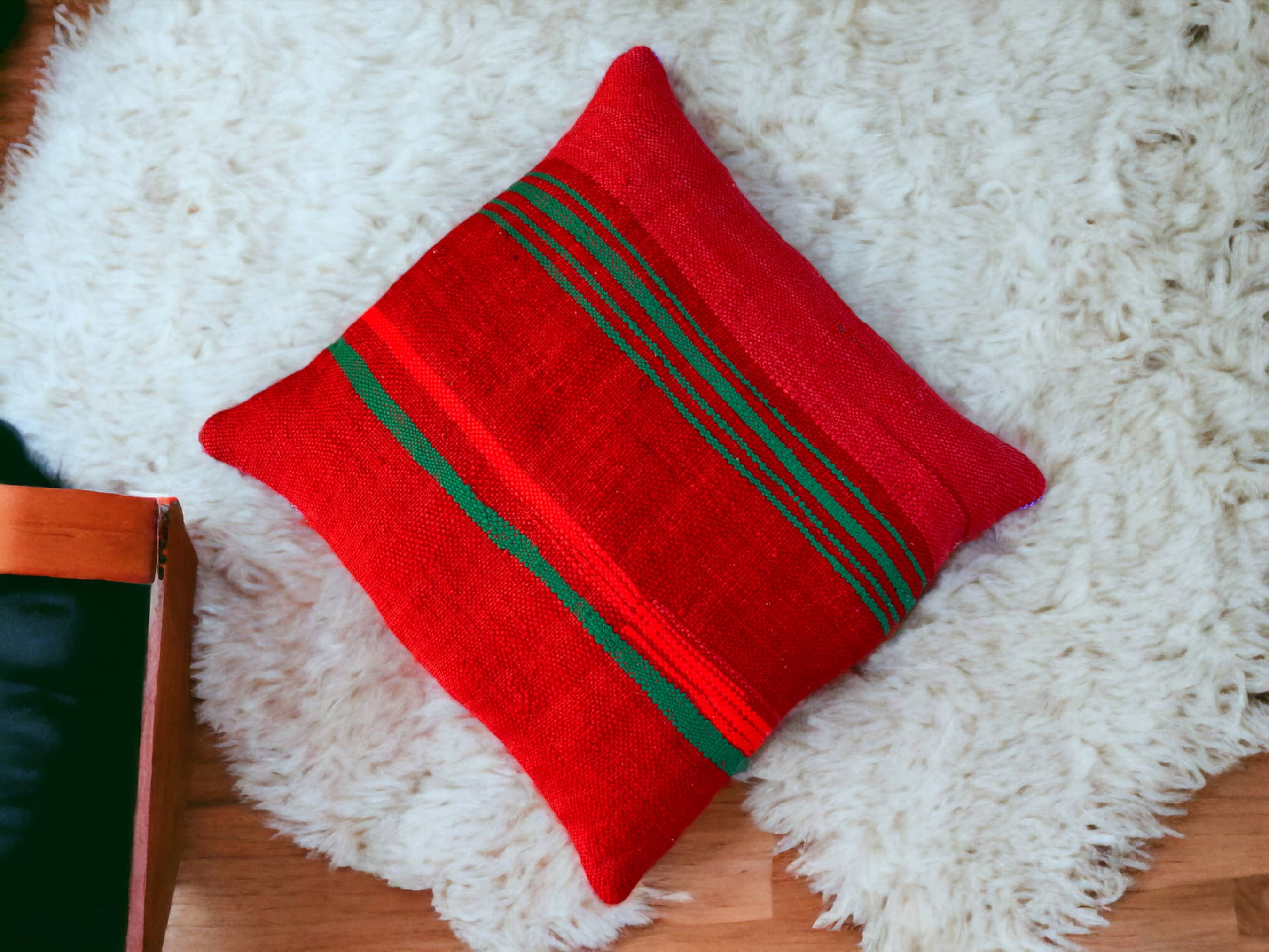 Moroccan Handwoven Kilim Pillow and Berber Style Cushion for Cozy Home Decor-0