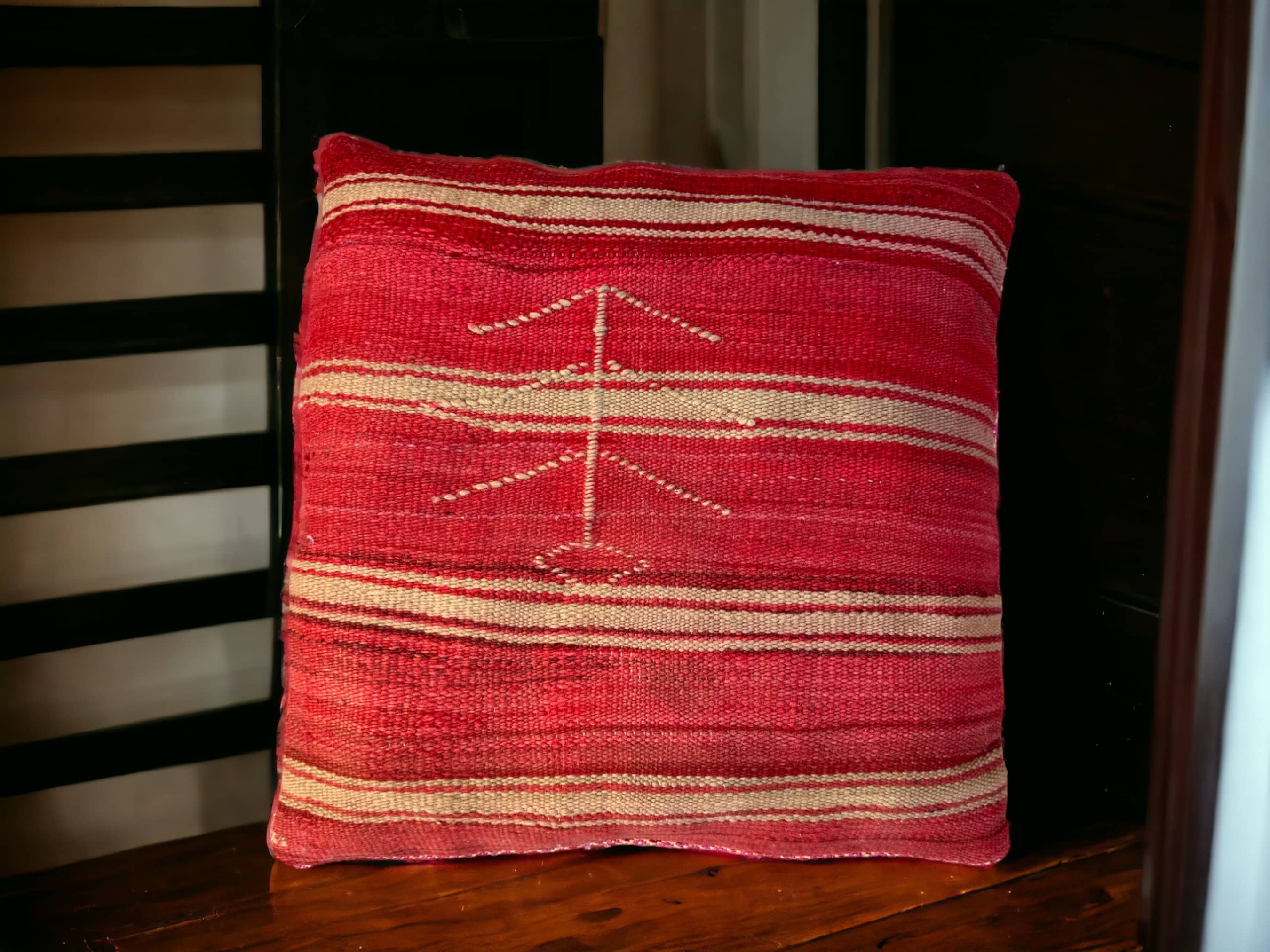 Moroccan Handwoven Kilim Pillow and Berber Style Cushion for Cozy Home Decor-4