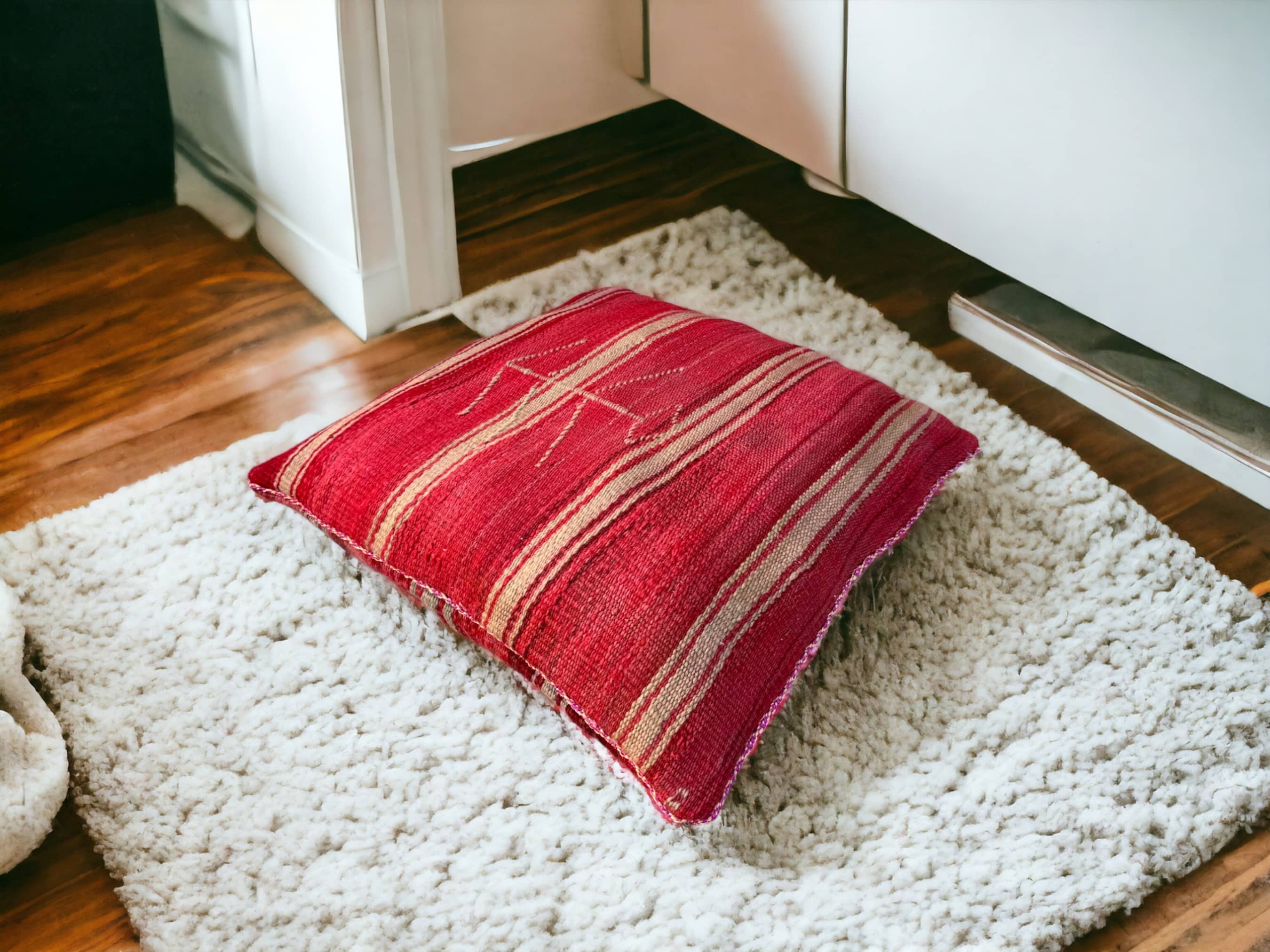 Moroccan Handwoven Kilim Pillow and Berber Style Cushion for Cozy Home Decor-3