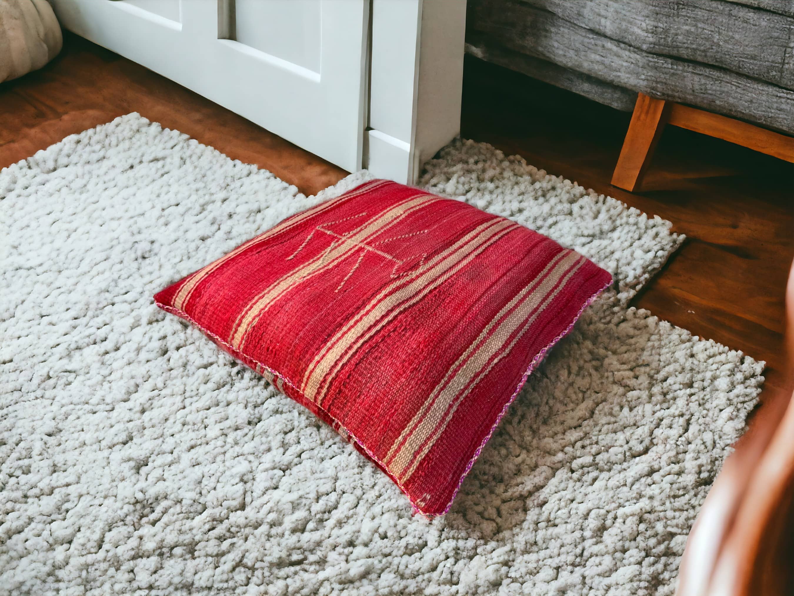 Moroccan Handwoven Kilim Pillow and Berber Style Cushion for Cozy Home Decor-2