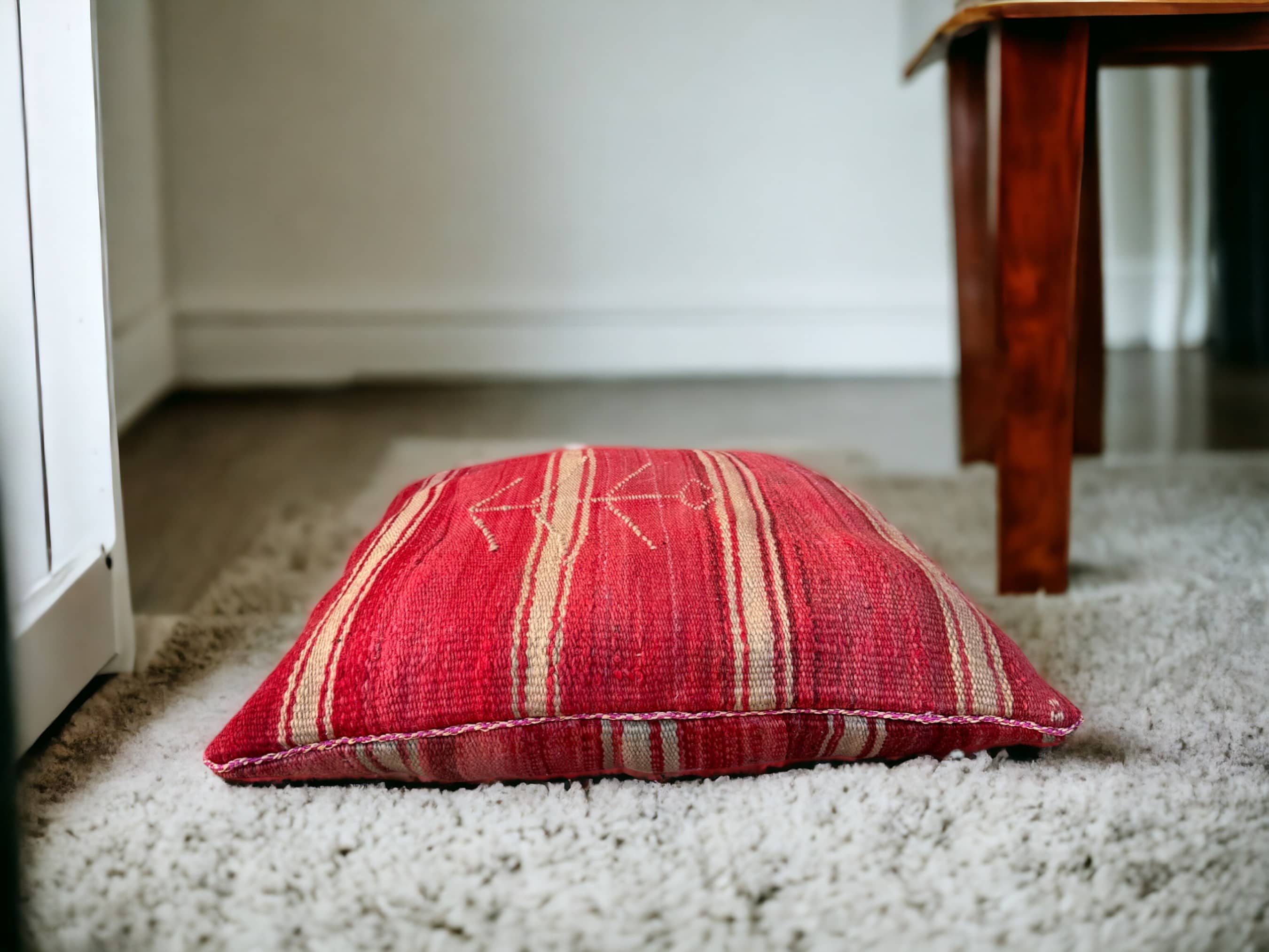 Moroccan Handwoven Kilim Pillow and Berber Style Cushion for Cozy Home Decor-1