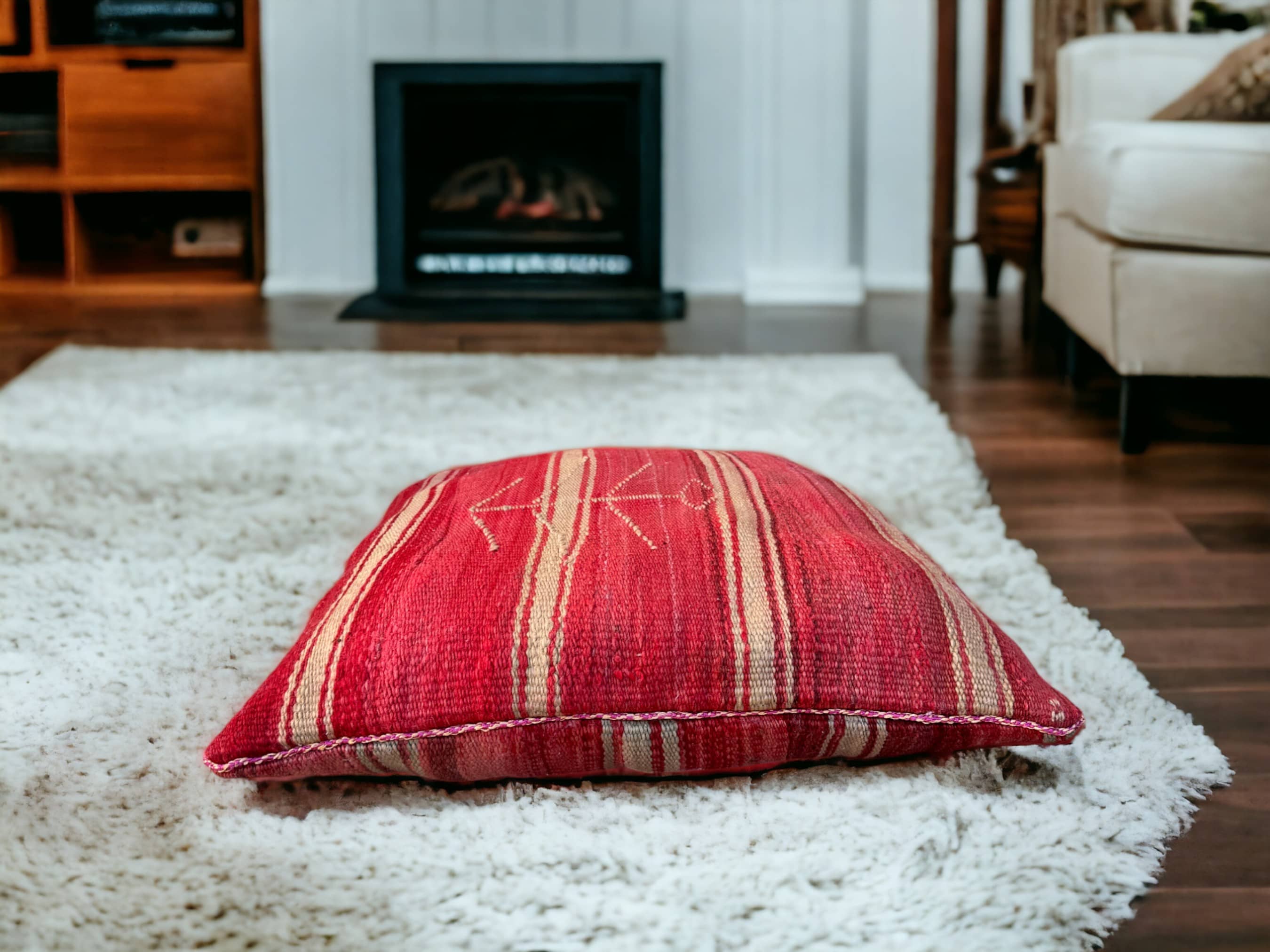 Moroccan Handwoven Kilim Pillow and Berber Style Cushion for Cozy Home Decor-0