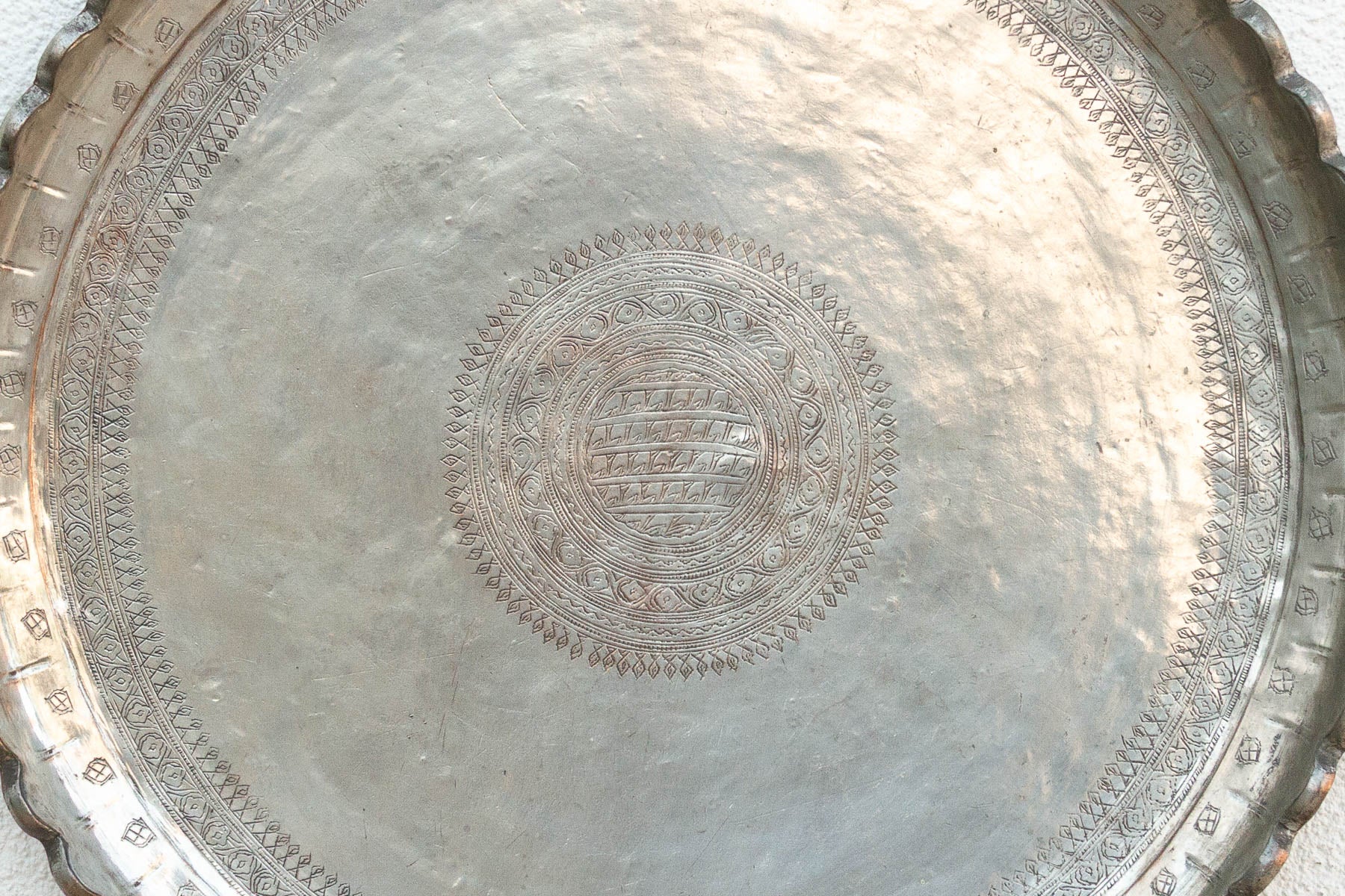 Monumental 26" DM Antique Tinned Copper Tray