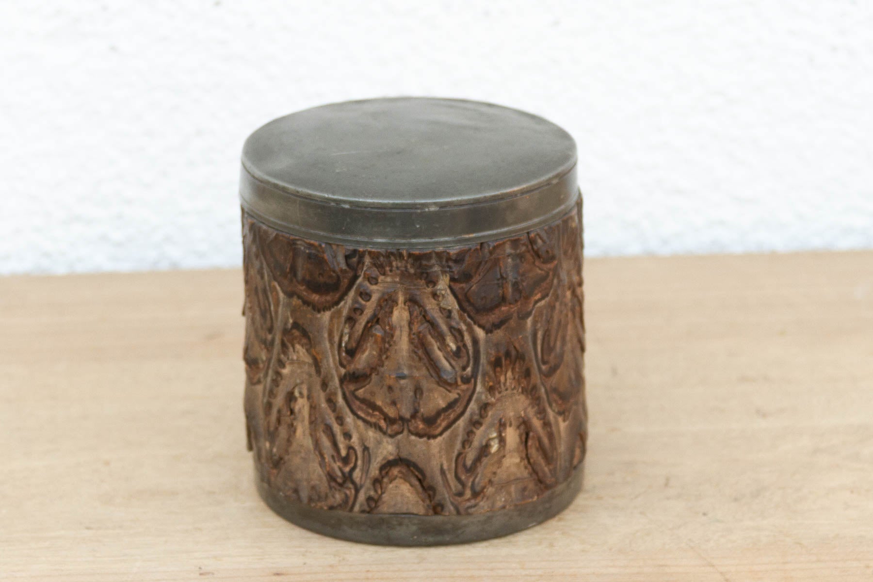 Small Antique Chinese Pewter Tea Canister