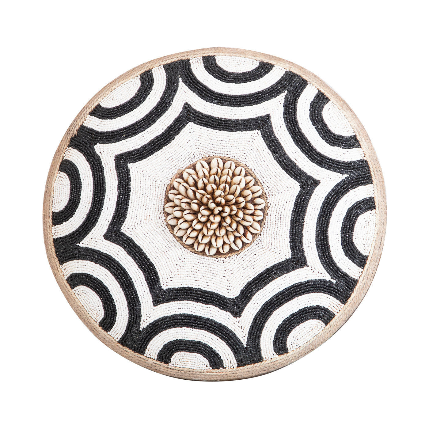 Beaded Cameroon Shield Black & White  on stand | Octagon Design-3