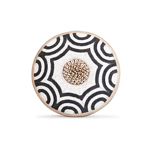 Beaded Cameroon Shield Black & White  on stand | Octagon Design-2