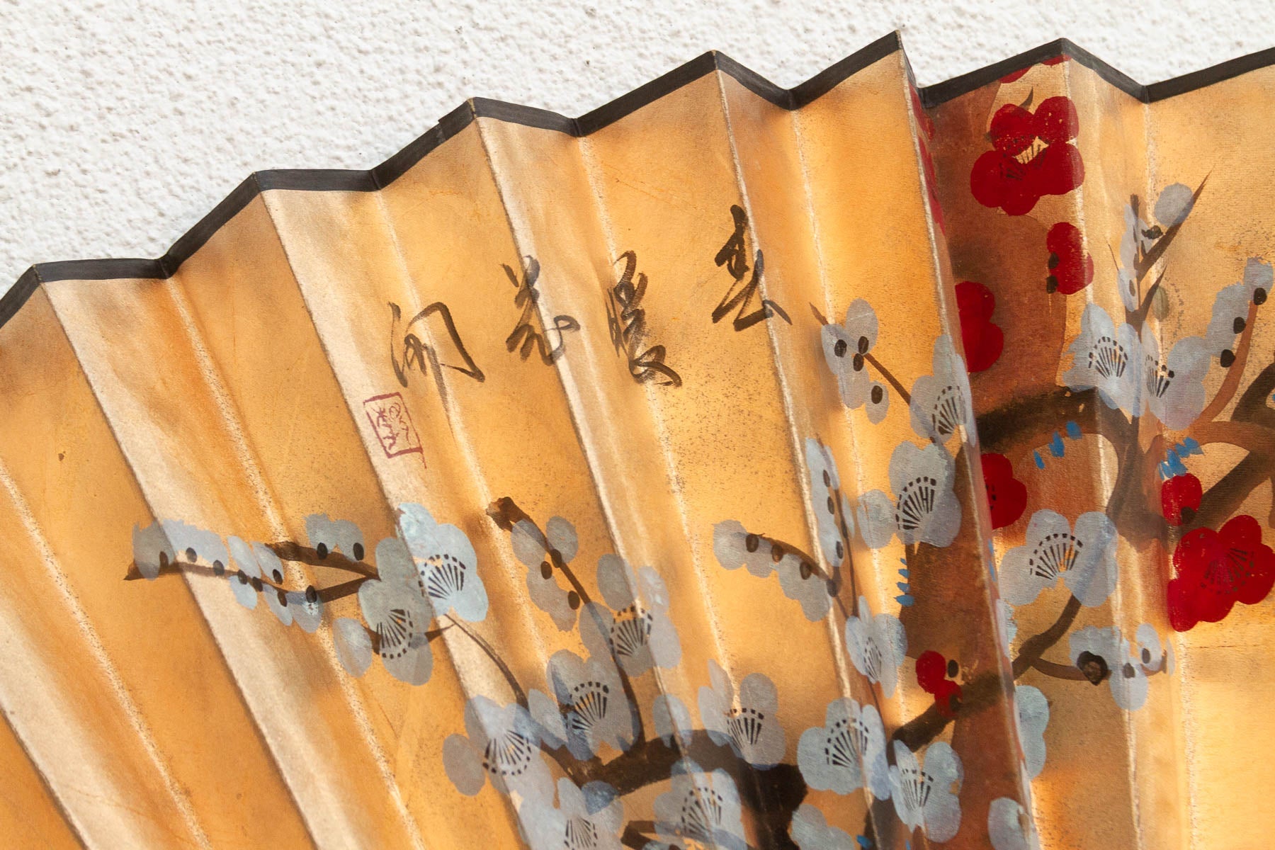 Vintage Birds & Blossoms Painted Chinese Fan