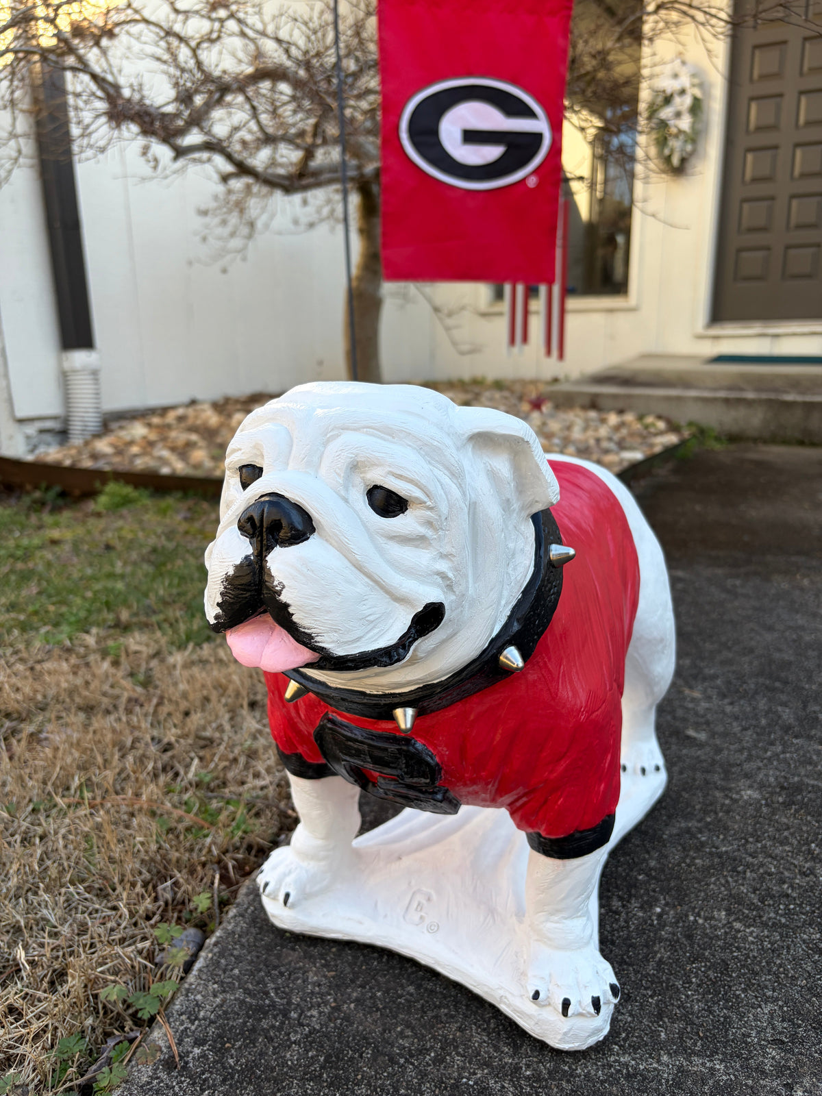 Georgia Bulldogs Standing Mascot Boom Cement Statue for Garden, Yard, Home Decor and Porch.