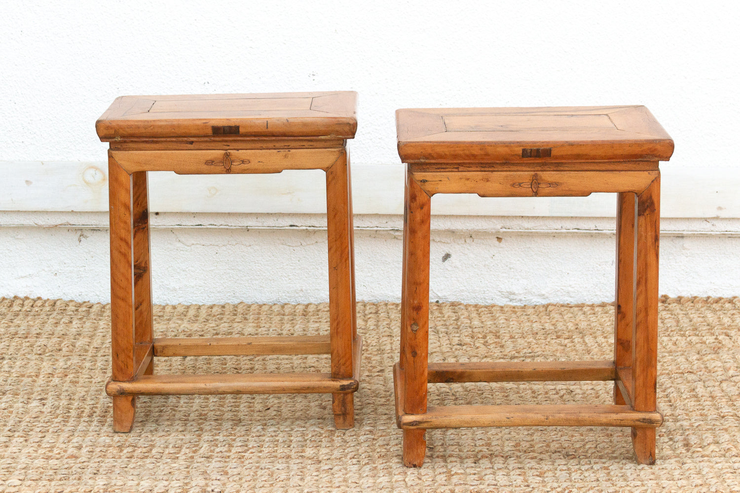 Pair of Antique Chinese Rectangular Stools