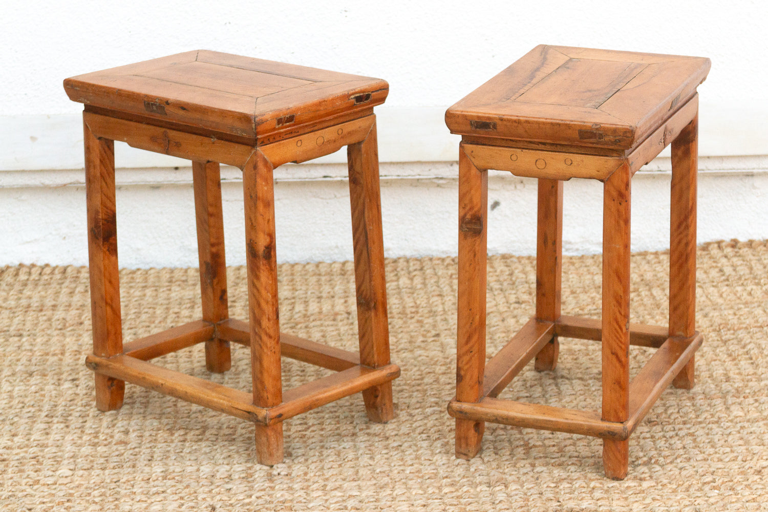 Pair of Antique Chinese Rectangular Stools