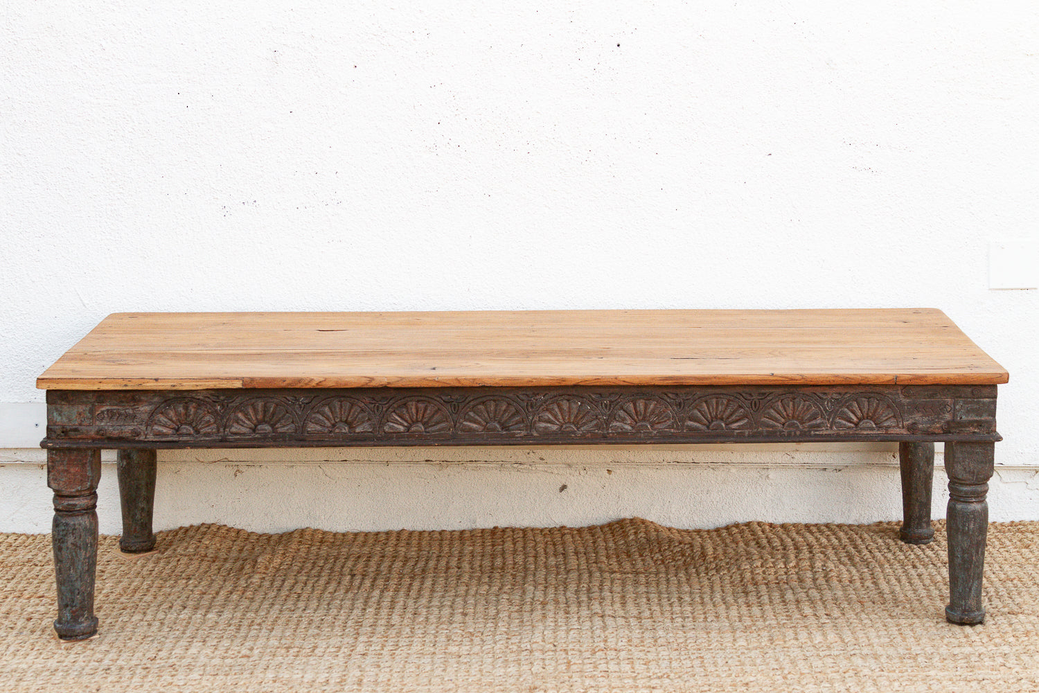 Long Antique Indian Takhat Teak Coffee Table
