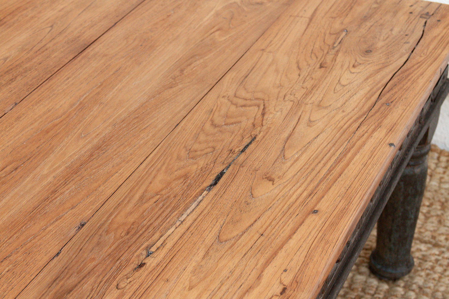 Long Antique Indian Takhat Teak Coffee Table