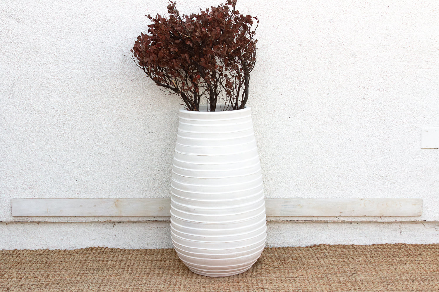 Tall Ribbed Mediterranean Barrel Planter
