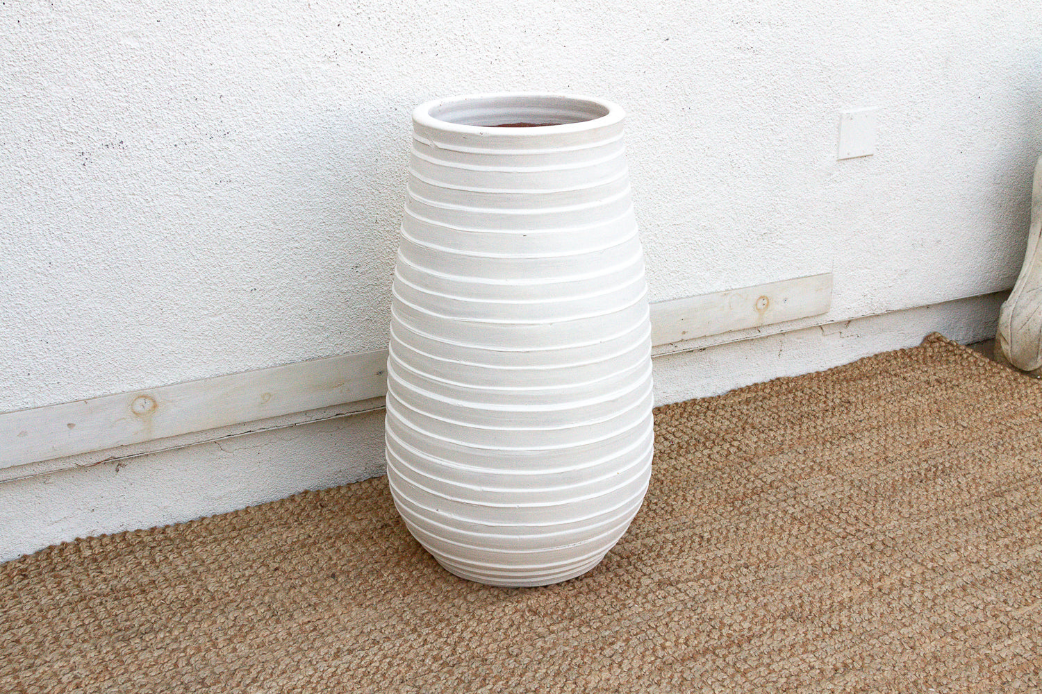 Tall Ribbed Mediterranean Barrel Planter