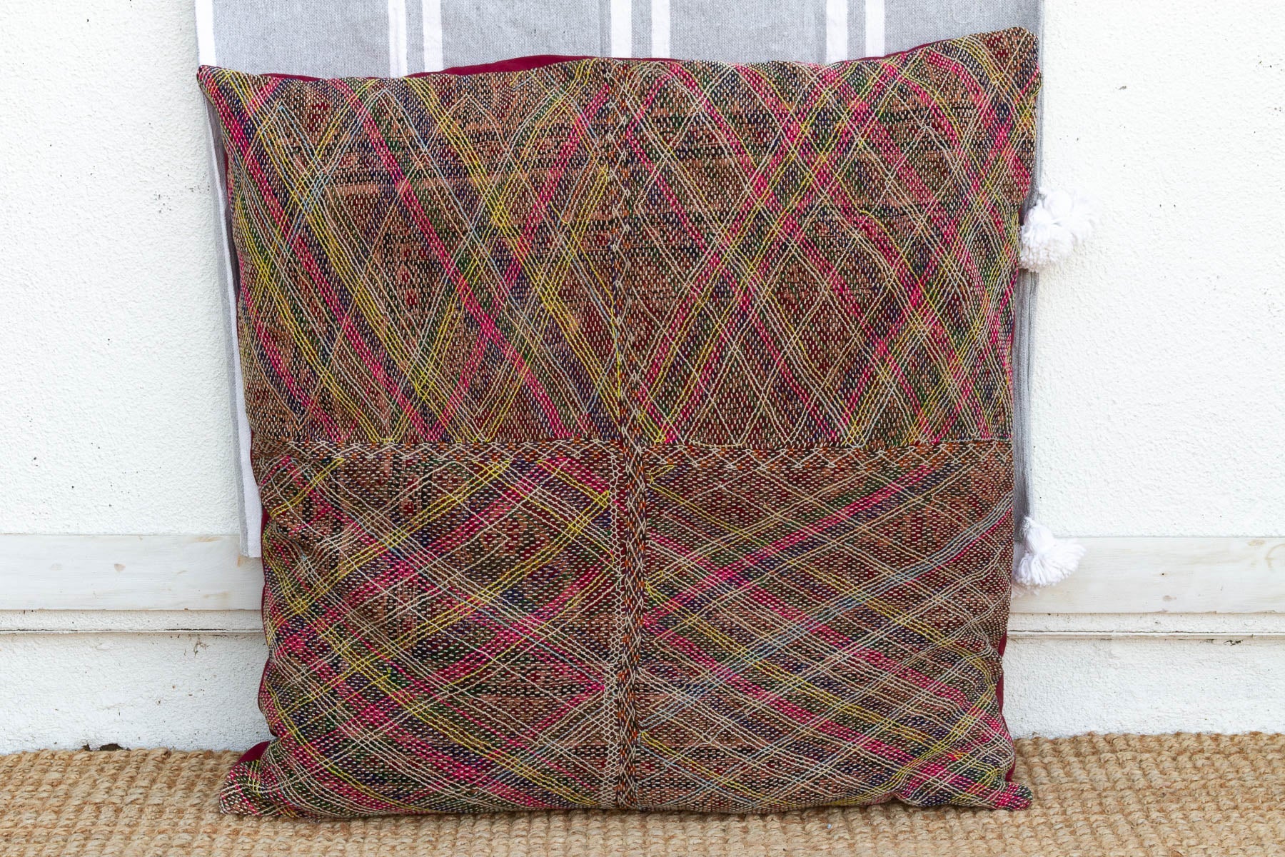 Antique Multicolor Confetti Saami Floor Cushion