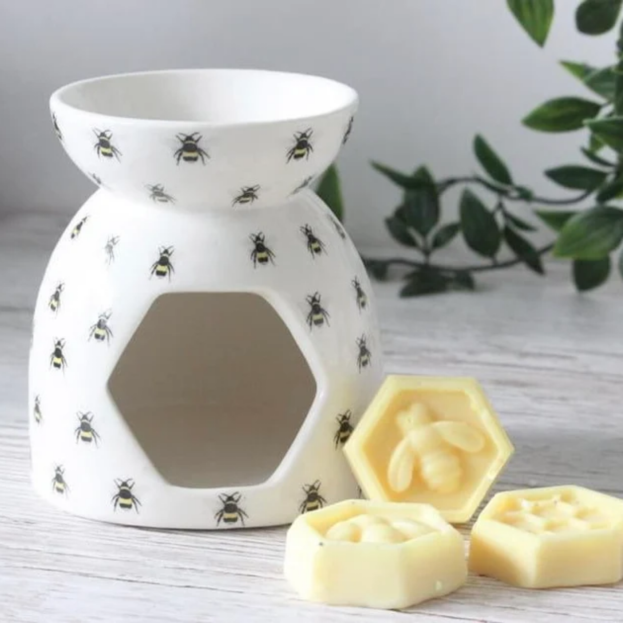 Happy Bee Print Essential Oil Wax Melt Warmer Burner-0