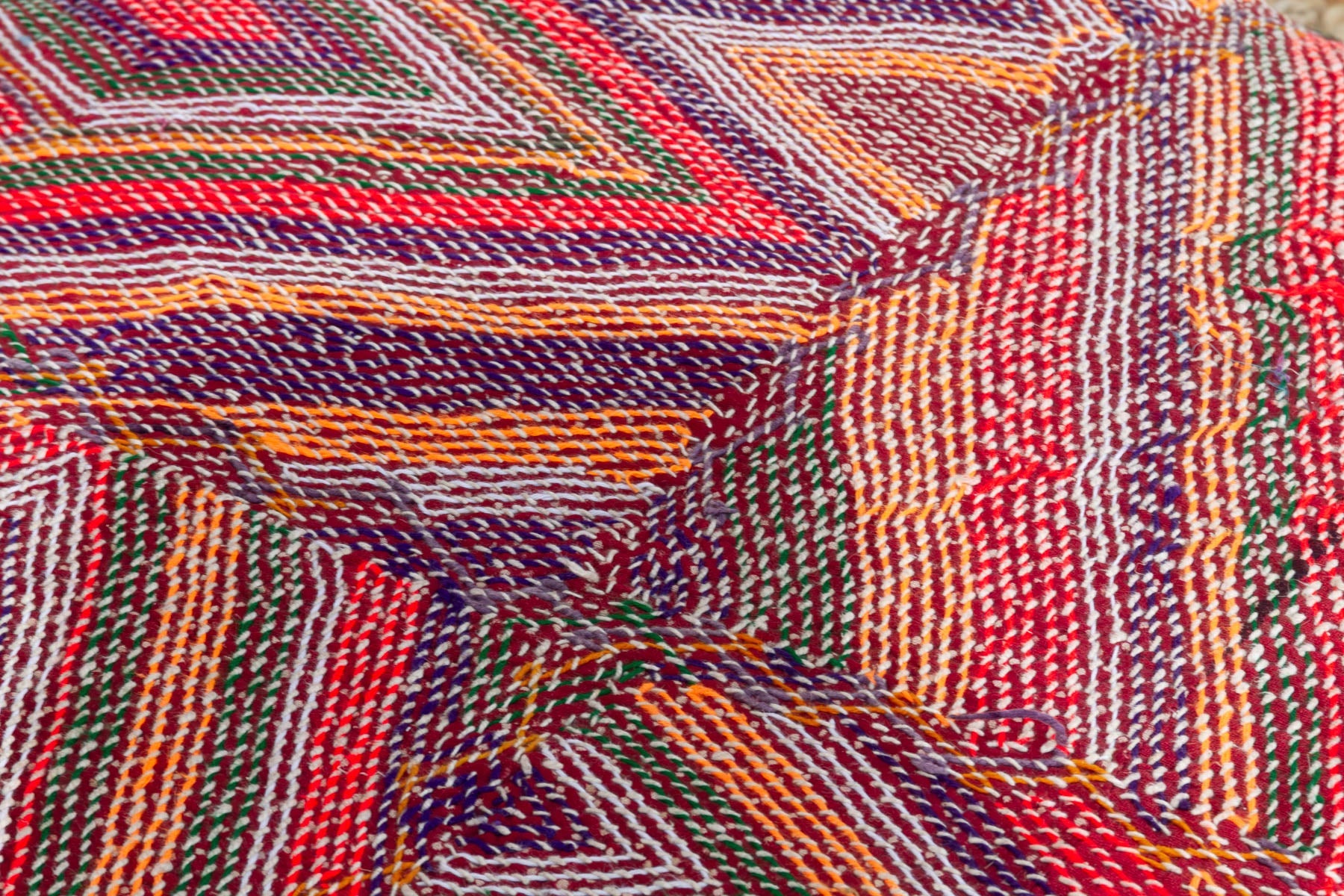 Antique Multicolor Chevron Pattern Saami Floor Lounger