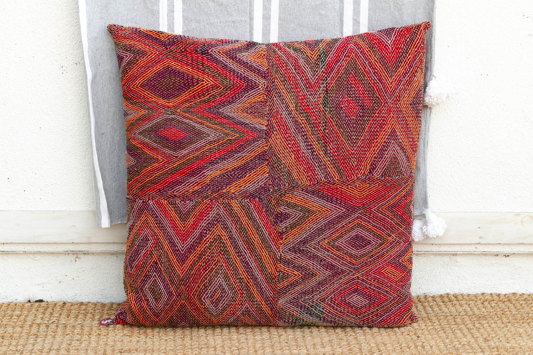 Antique Multicolor Chevron Pattern Saami Floor Lounger