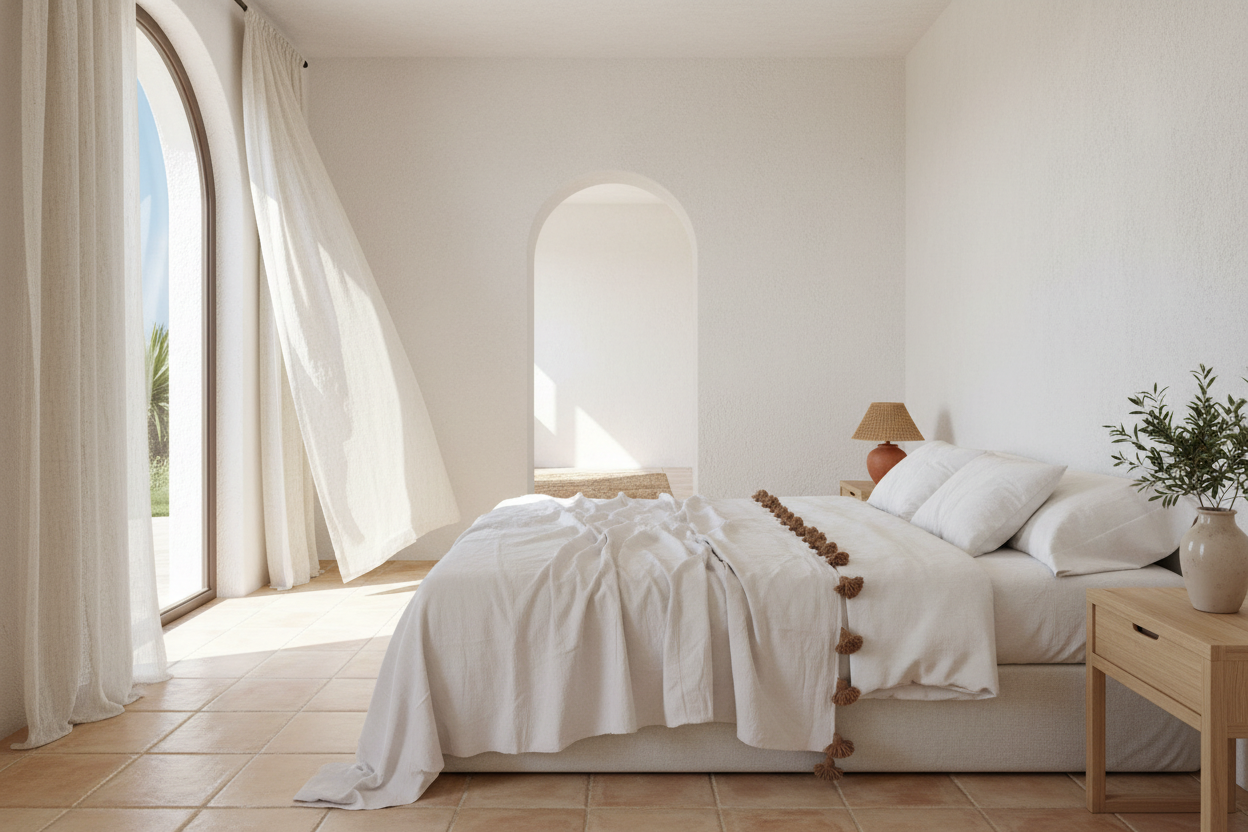 White Cloud Moroccan Pom Pom Blanket