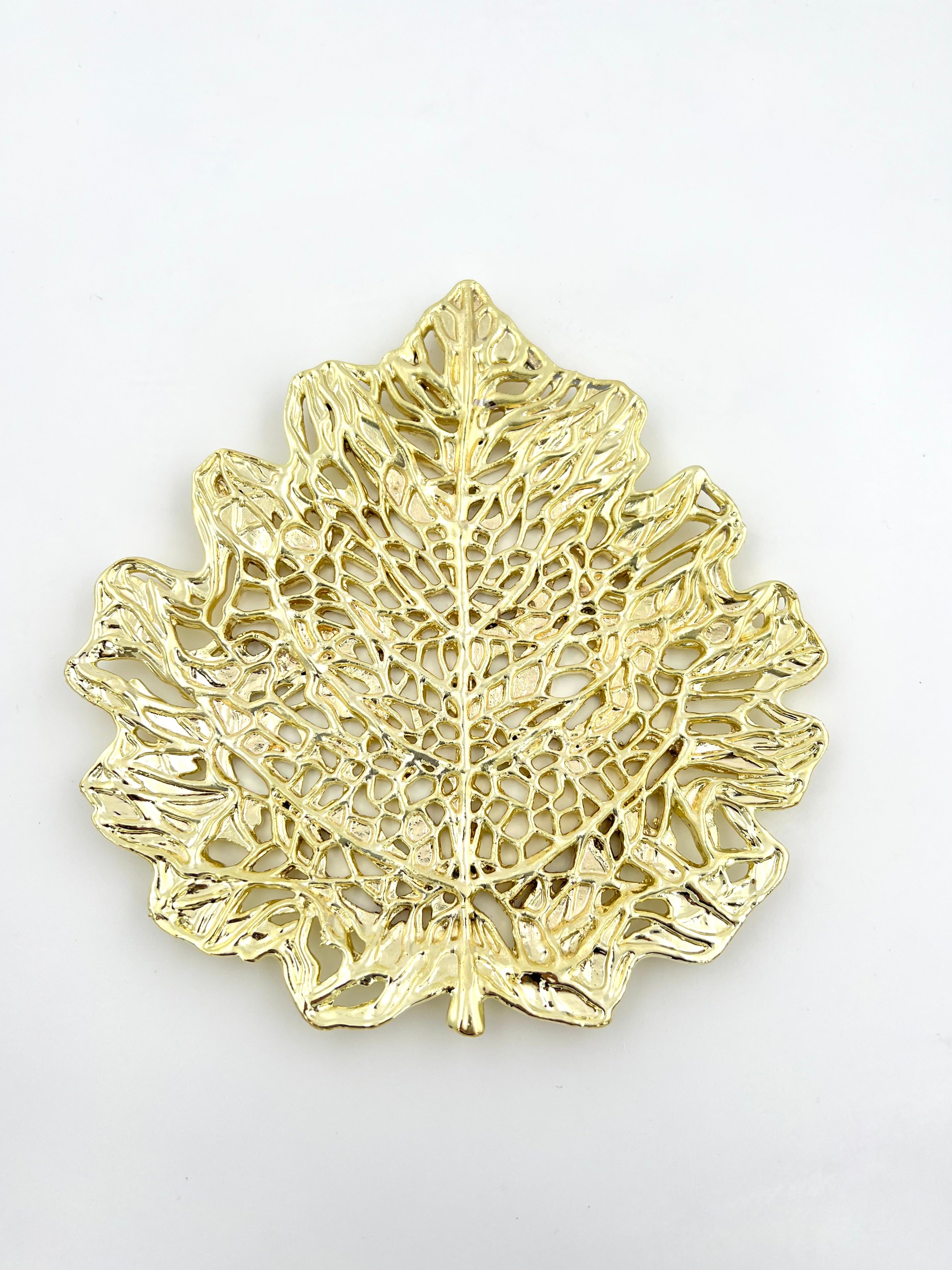Skeletal Leaf Tray - Decorative Metal Tray | Small Platter | Centrepiece | Home Accent | Gold, Silver or Antique Finish-0