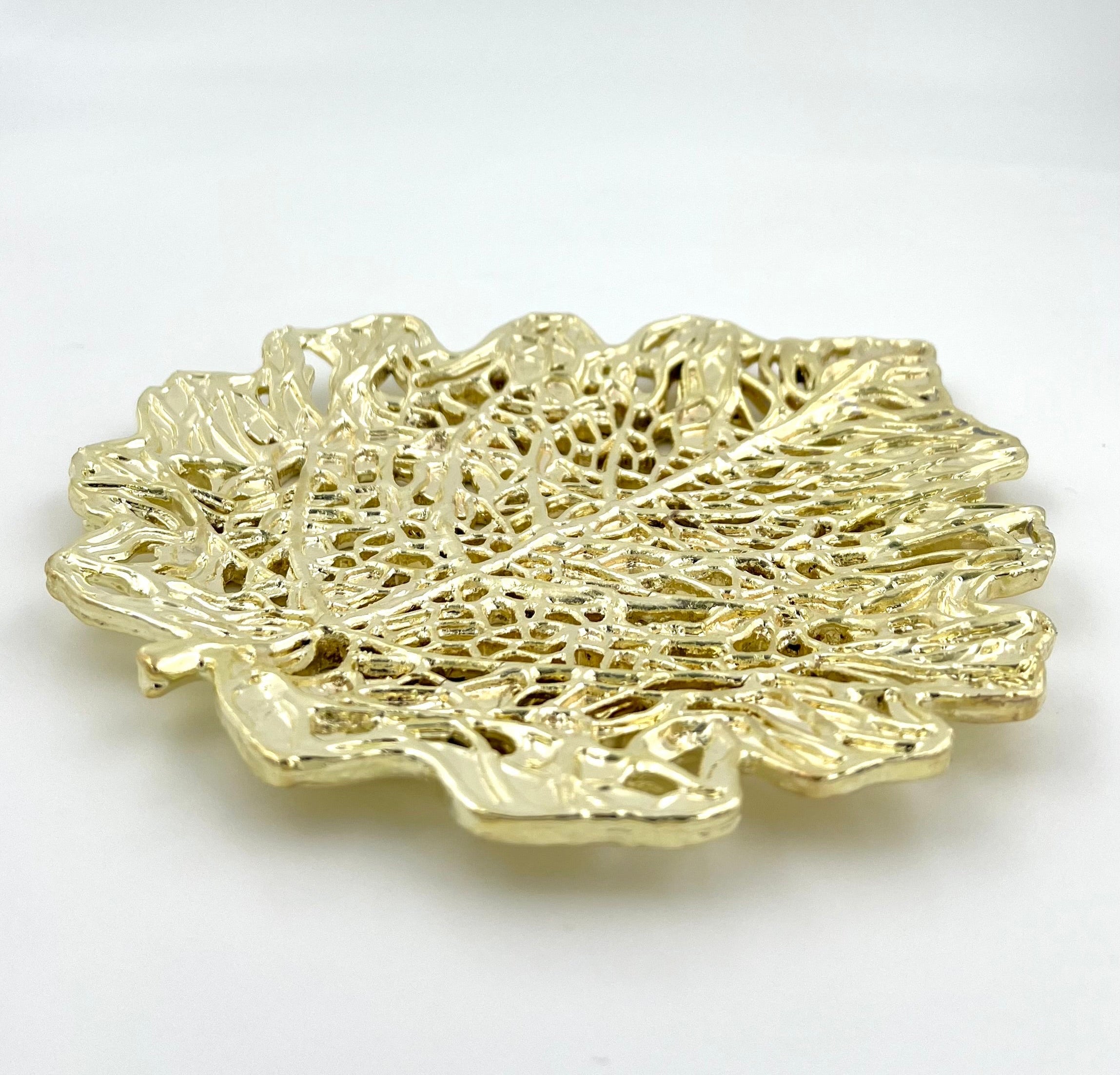 Skeletal Leaf Tray - Decorative Metal Tray | Small Platter | Centrepiece | Home Accent | Gold, Silver or Antique Finish-4