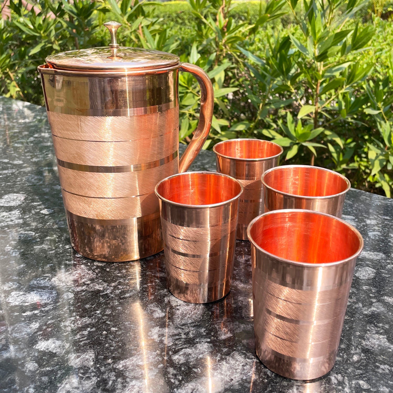 Traditional Copper Jug and Glass Set (4-Piece) | Handcrafted Ayurvedic Water Set-4