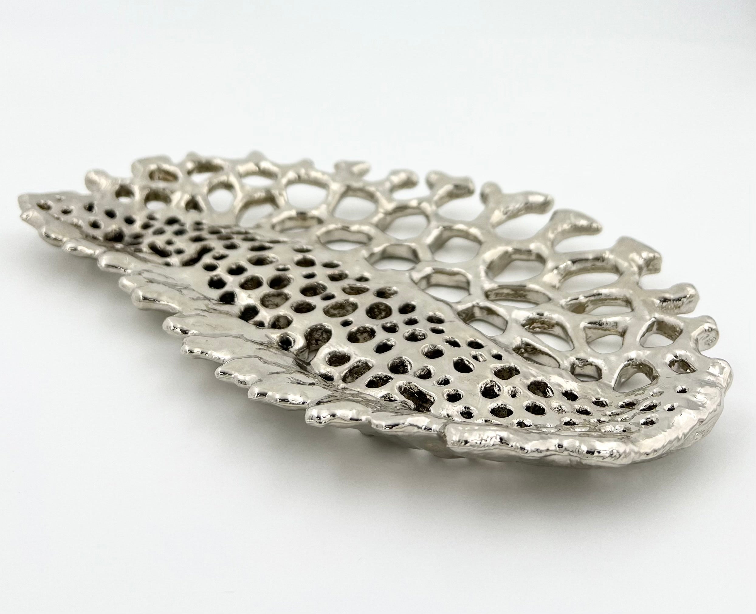 Fossil Inspired Decorative Tray – Electro-formed Sculptural Jewellery/Decor Dish | Gold or Silver Finish | Modern Coffee Table Accent-2