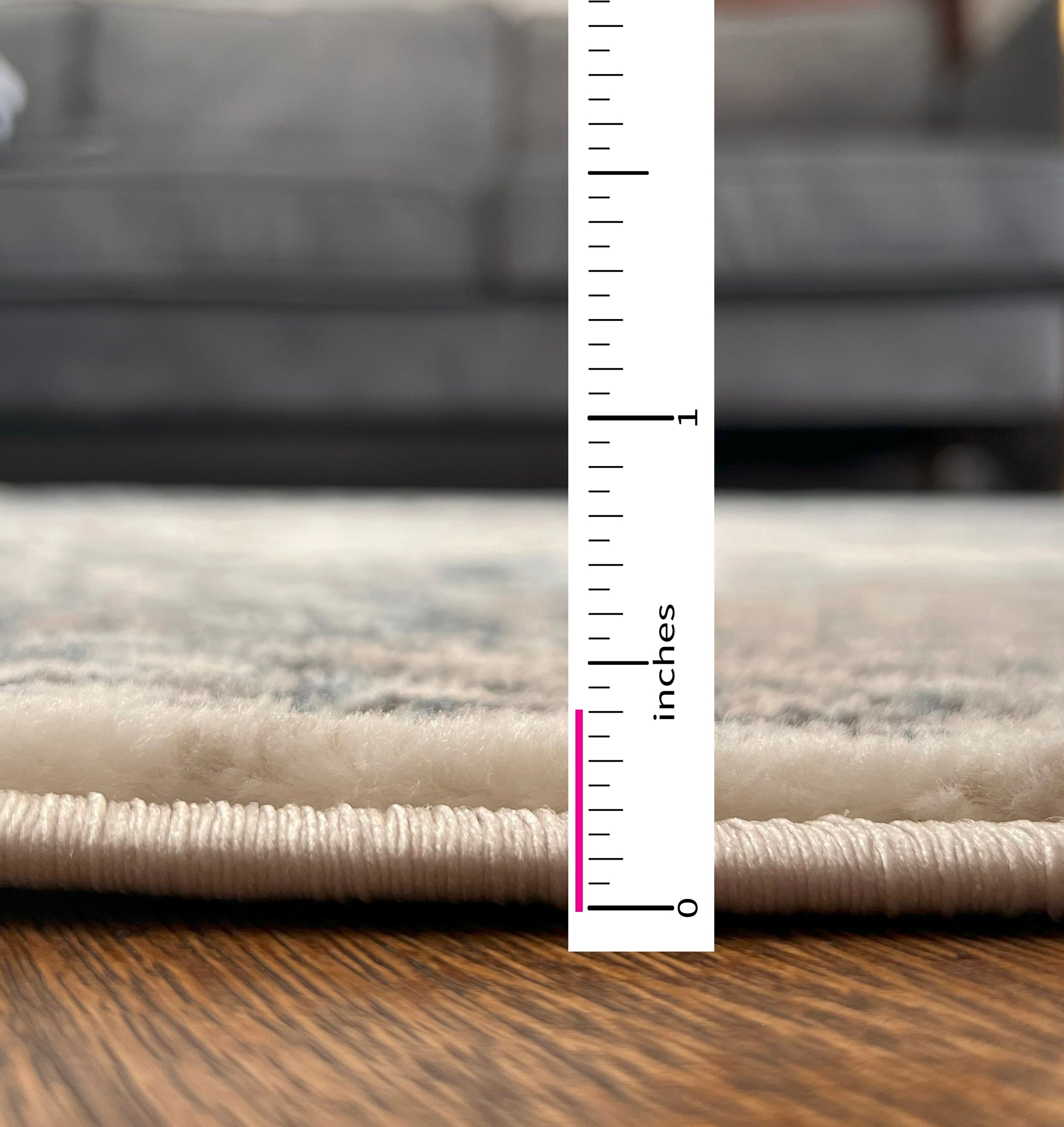 ROY's Home High&Low Area Rugs, Big Flower Vintage Lines Effect, Shiny Dark and Silver Effect
