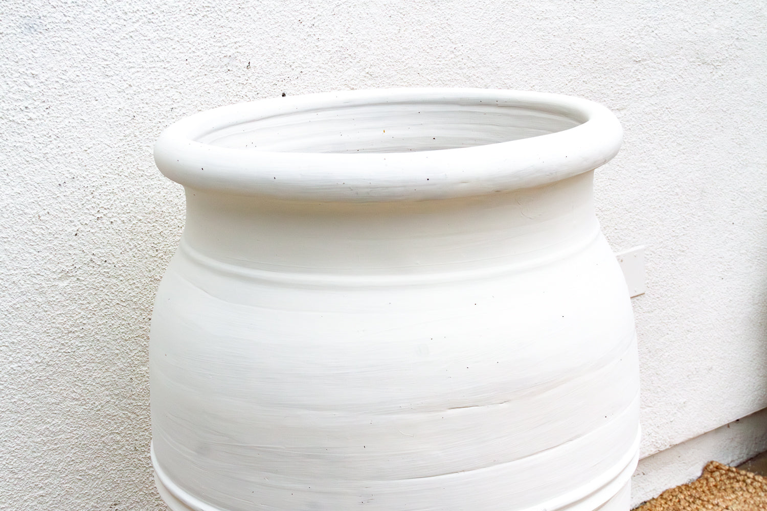 Tall Mediterranean Style White Terracotta Planter