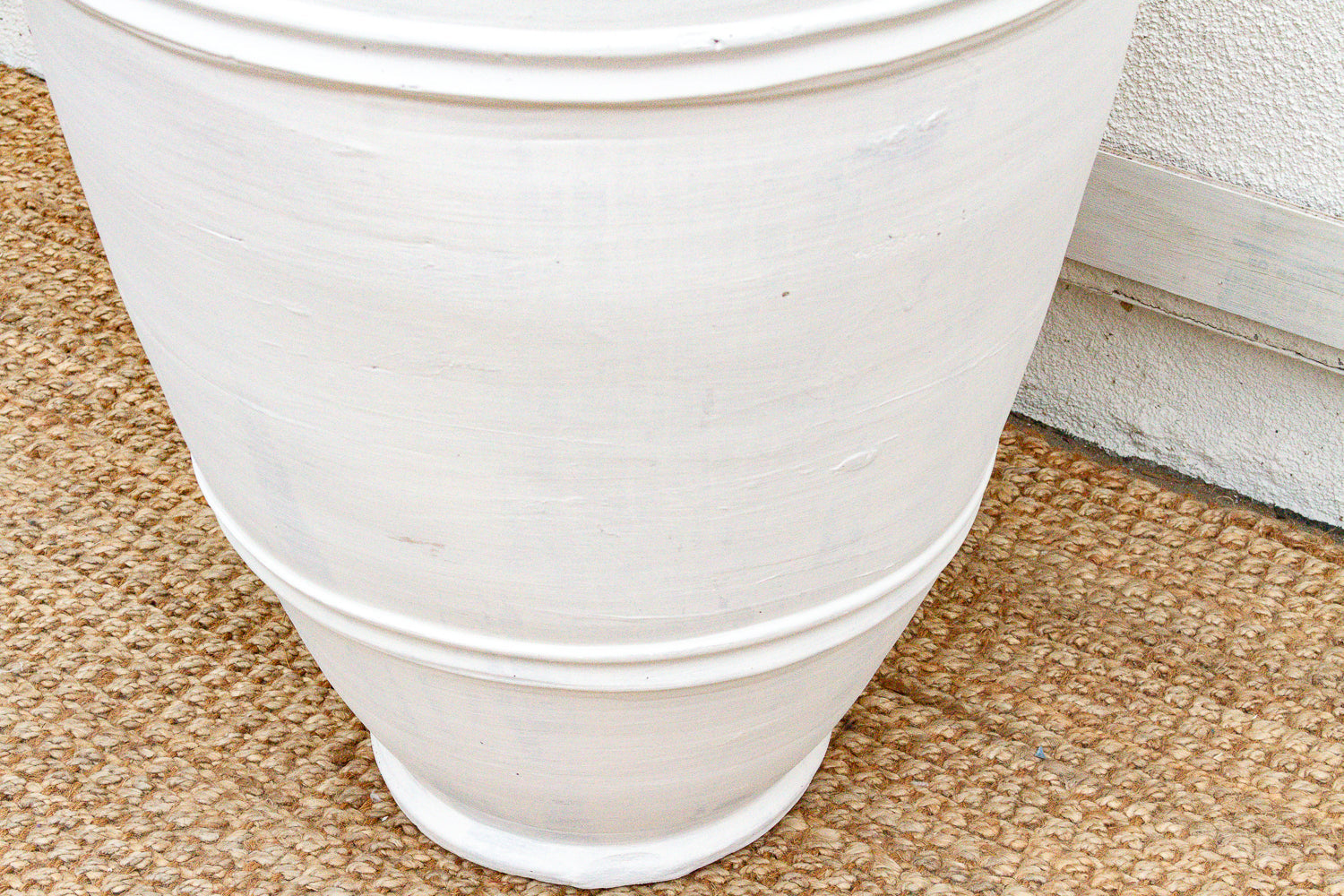 Tall Mediterranean Style White Terracotta Planter