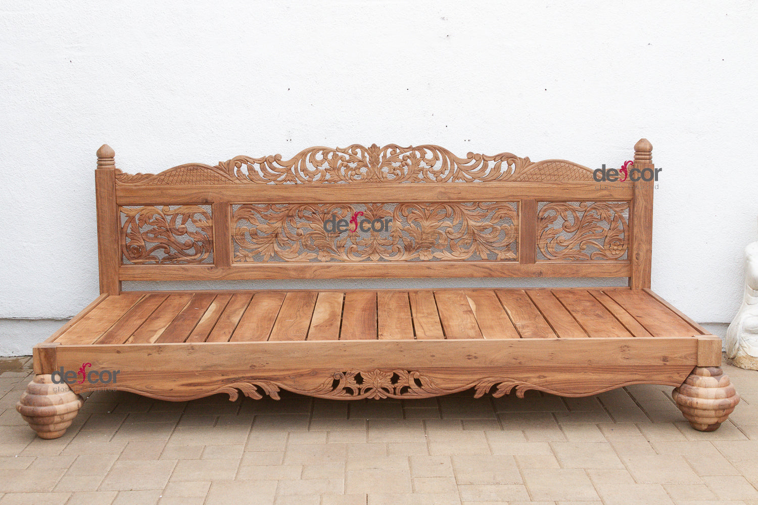 Grand 108" Long Royal Bali Carved Daybed