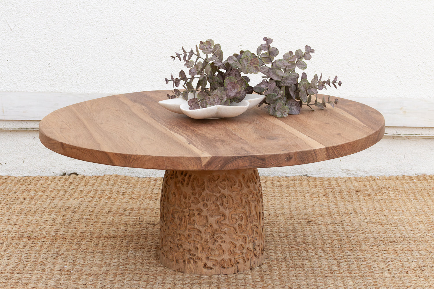 Reclaimed Teak Organic Modern Round Coffee Table