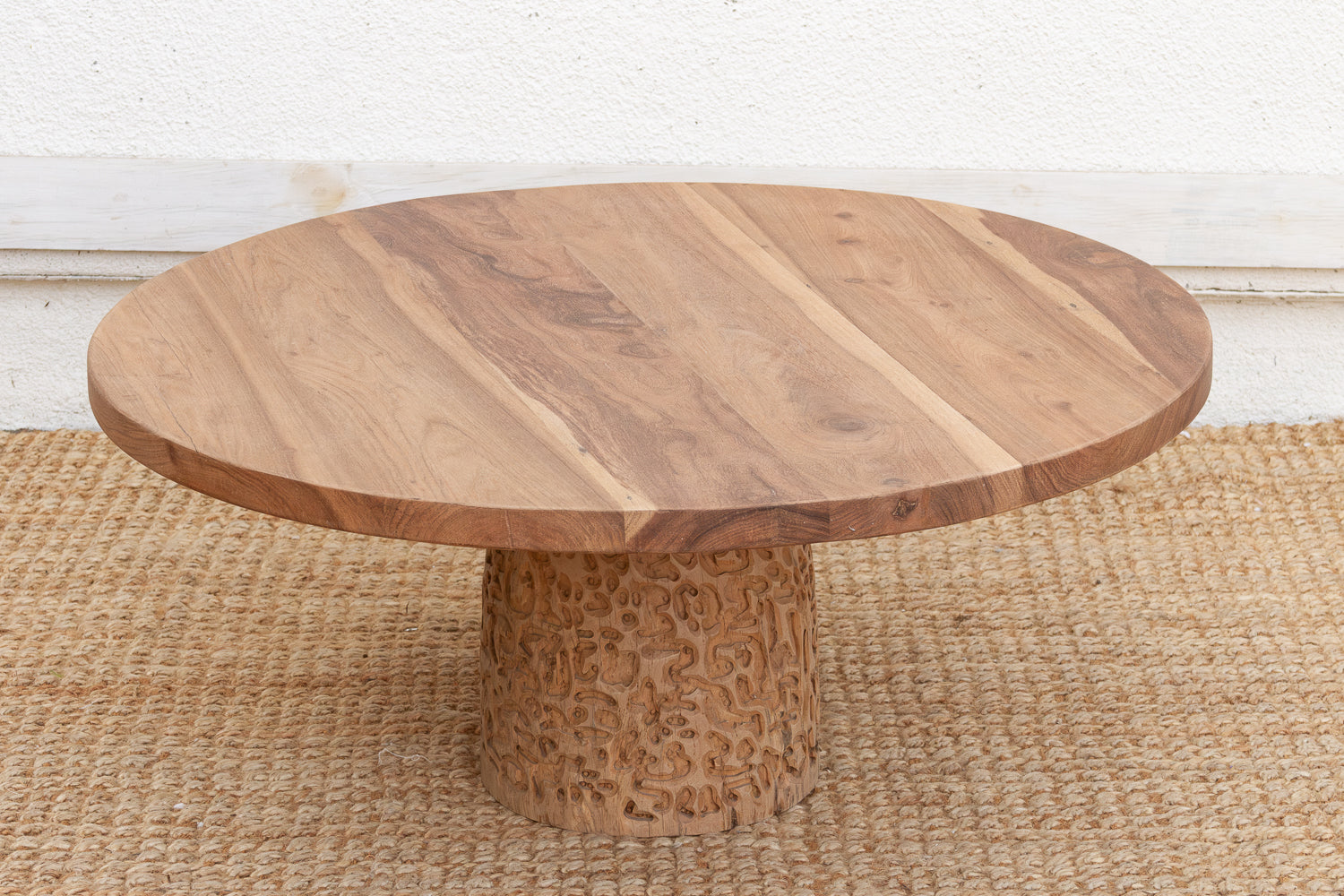 Reclaimed Teak Organic Modern Round Coffee Table
