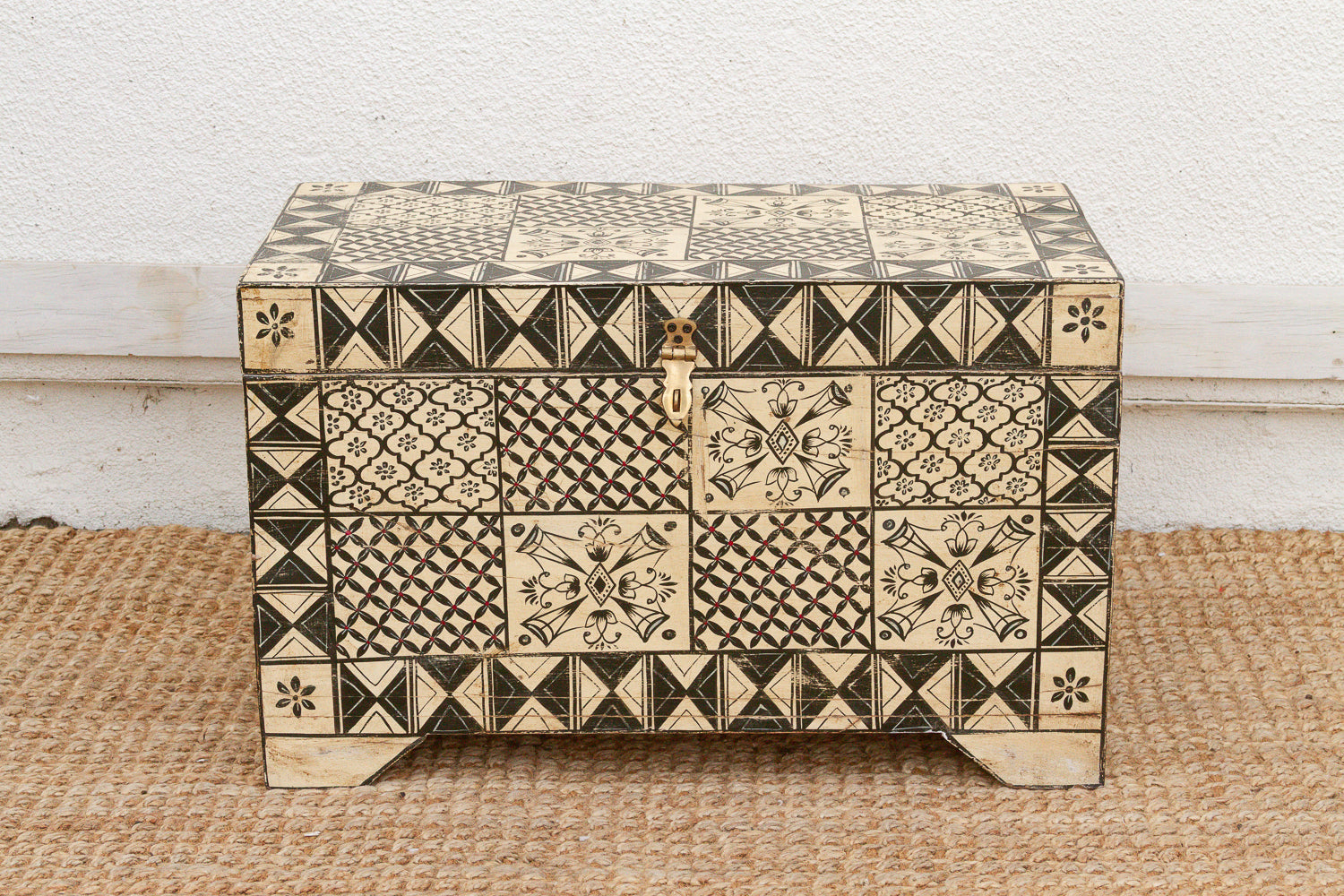 Vintage Tribal Motif Black & White Chest