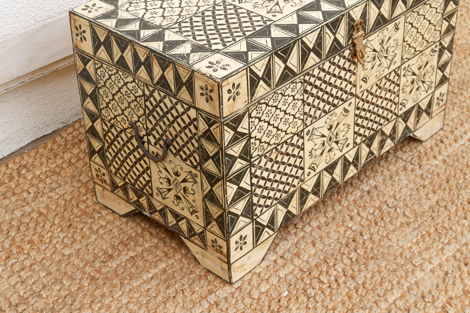 Vintage Tribal Motif Black & White Chest