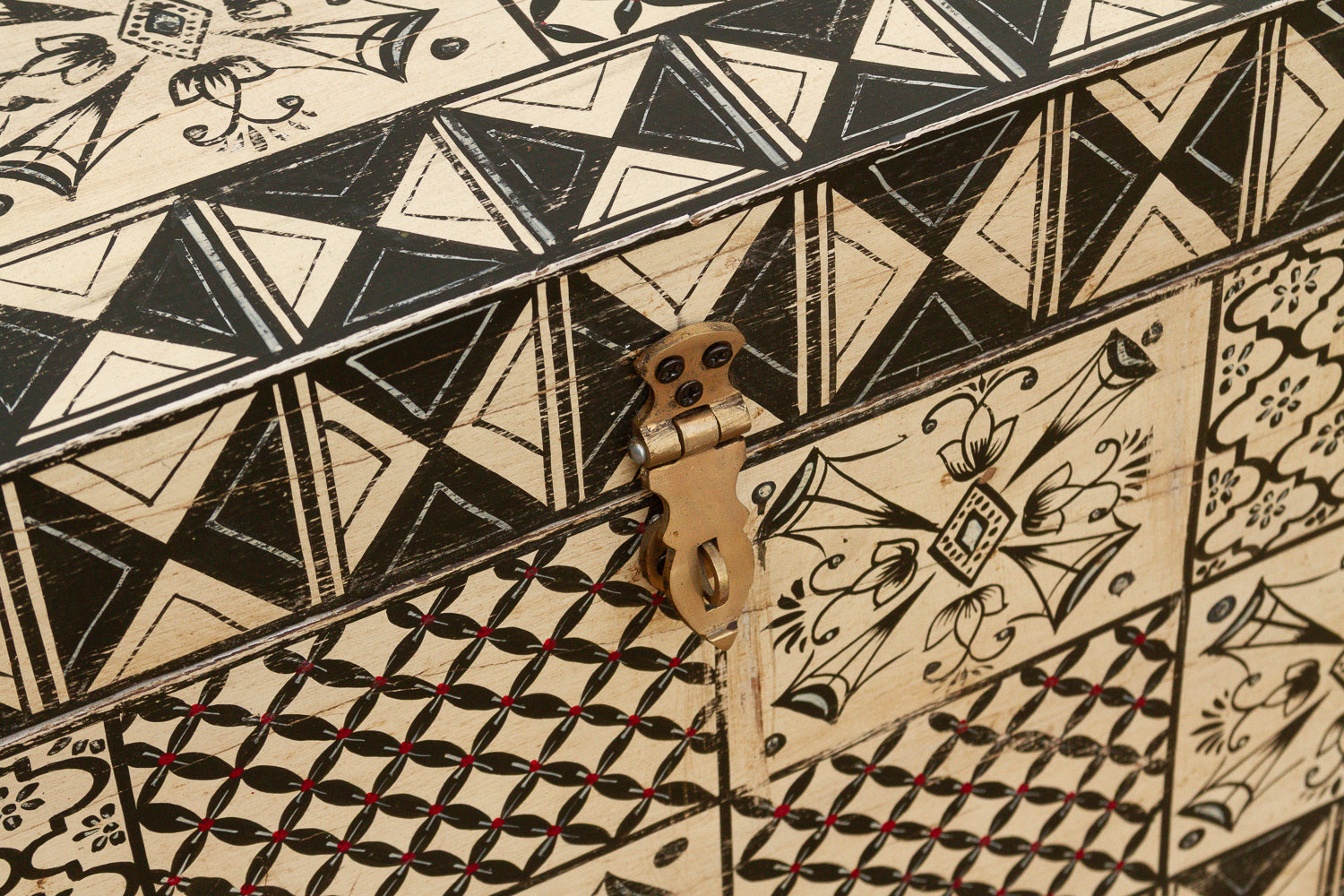 Vintage Tribal Motif Black & White Chest