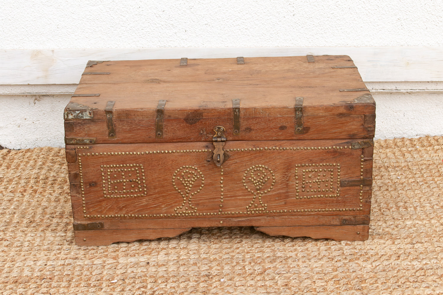 Antique Zanzibar Brass Bound Teak Chest