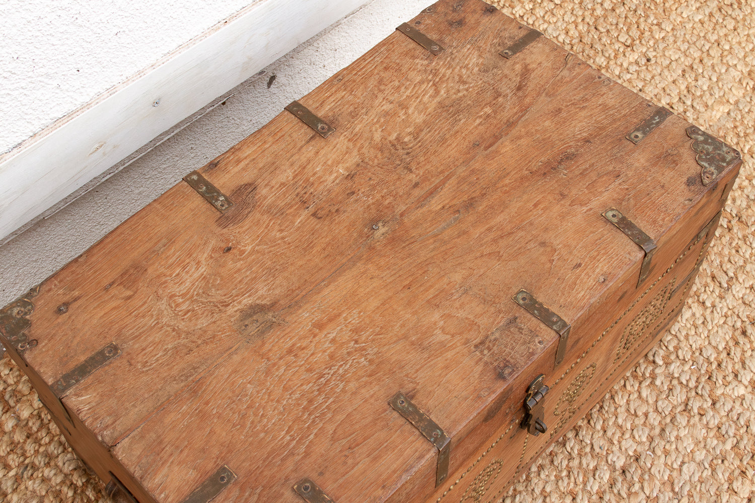 Antique Zanzibar Brass Bound Teak Chest