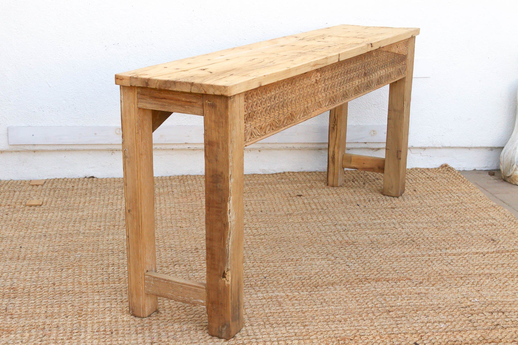 Antique Rajasthani Carved Beam Console Table