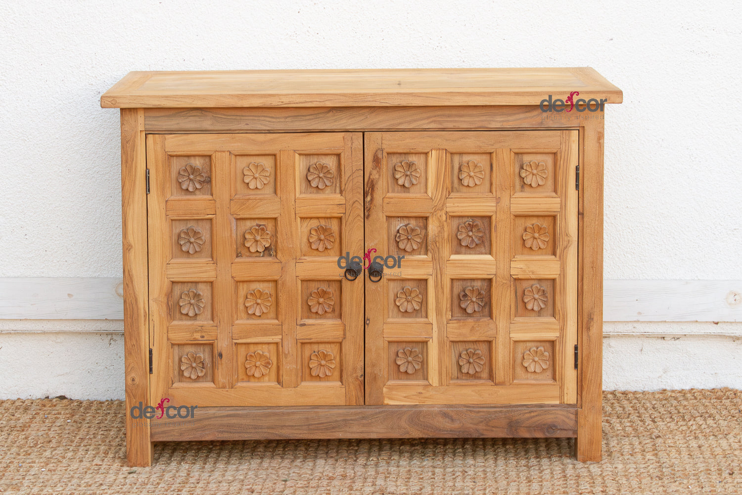 Carved Floral Lotus Buffet Cabinet