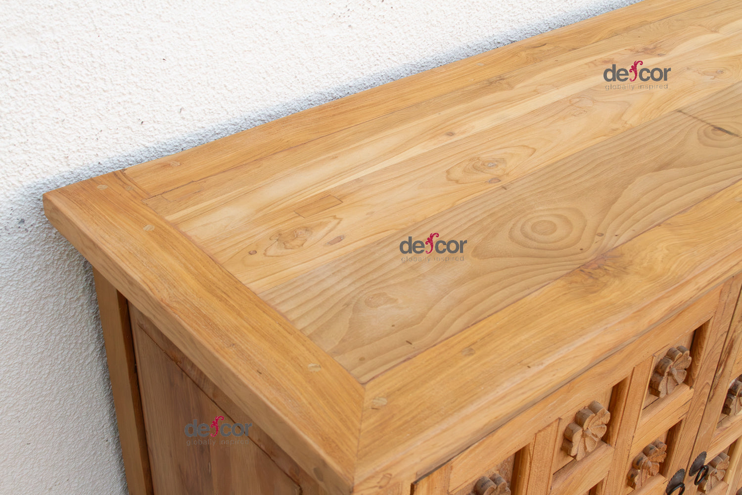 Carved Floral Lotus Buffet Cabinet