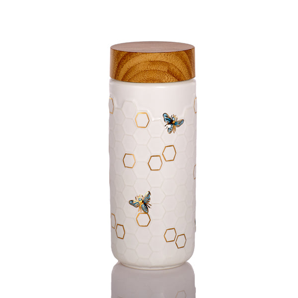 Honey Bee Ceramic Travel Mug / Gold 12.3 oz-2