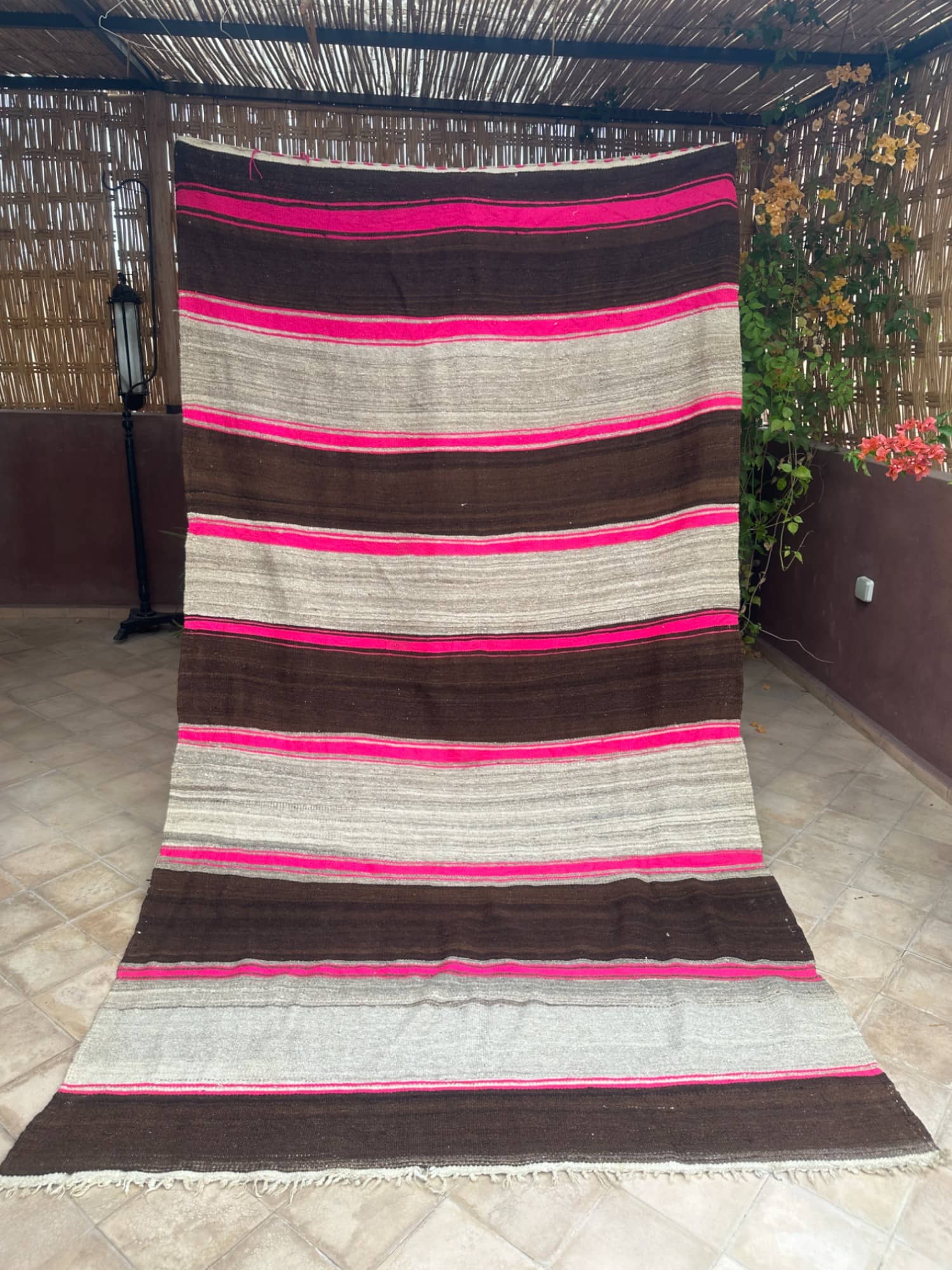 Moroccan Vintage Berber Striped Kilim Rug: Explore Enduring Beauty-0