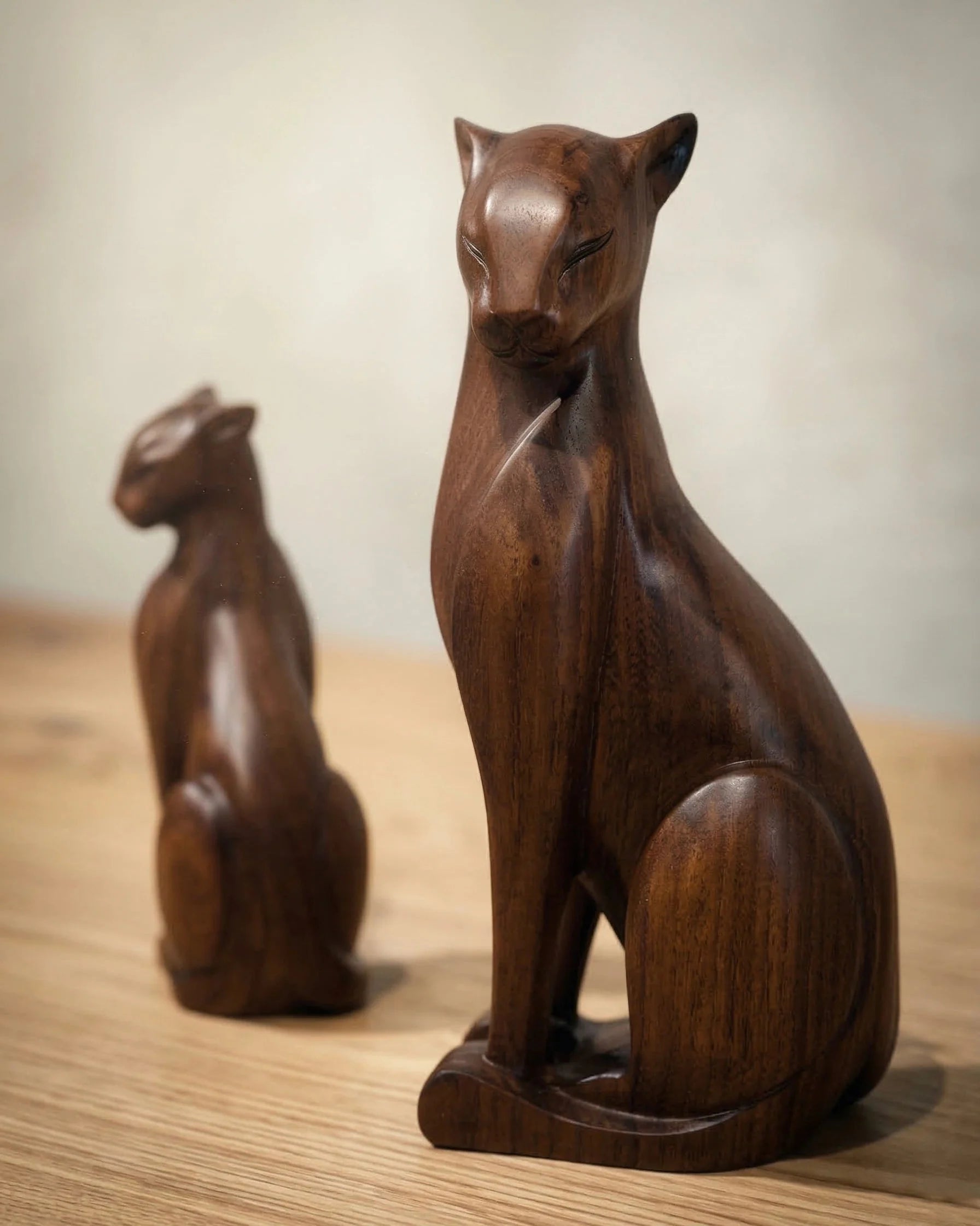 Wooden Wild Cat Figure