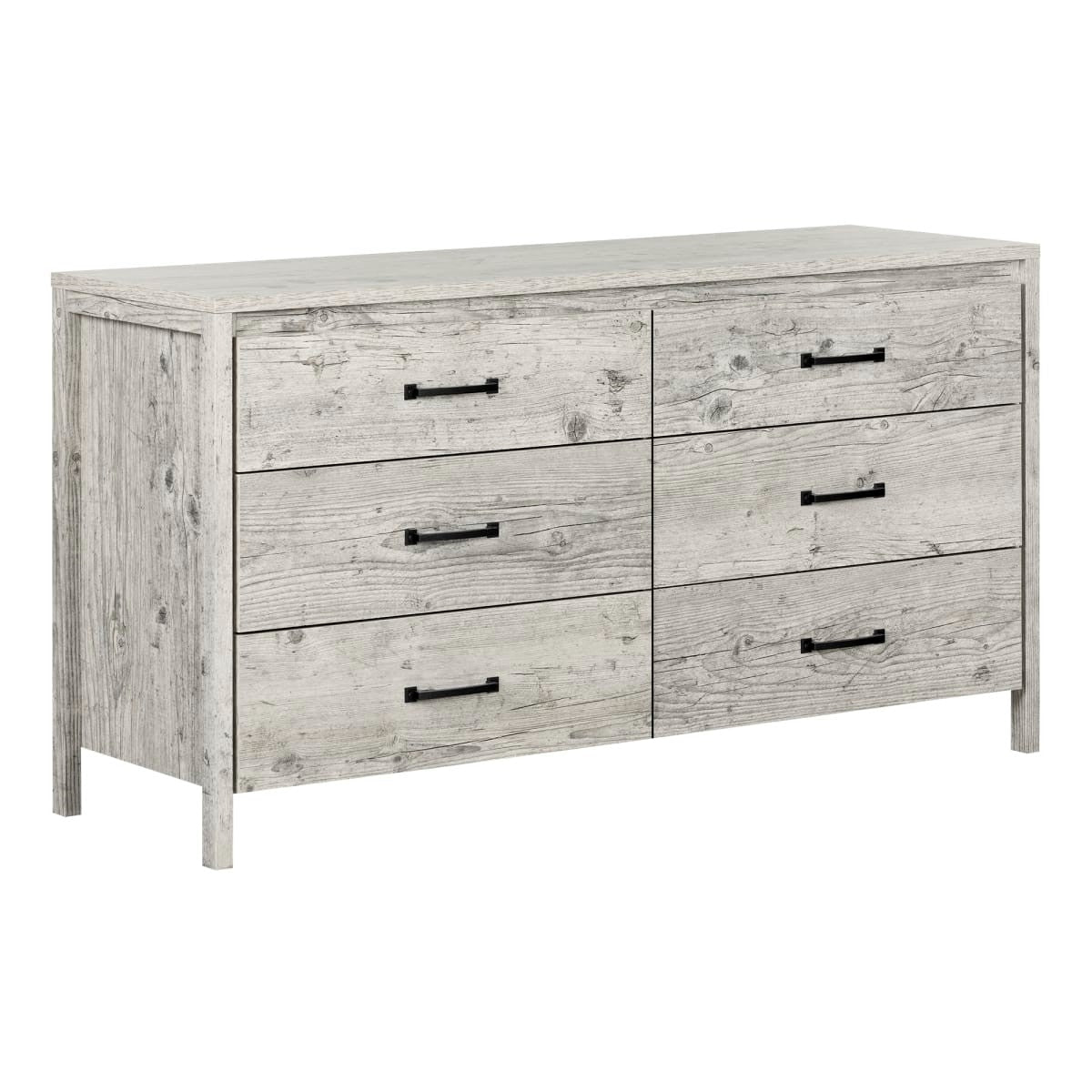 Modern Washed Pine 6 Drawer Double Dresser-0