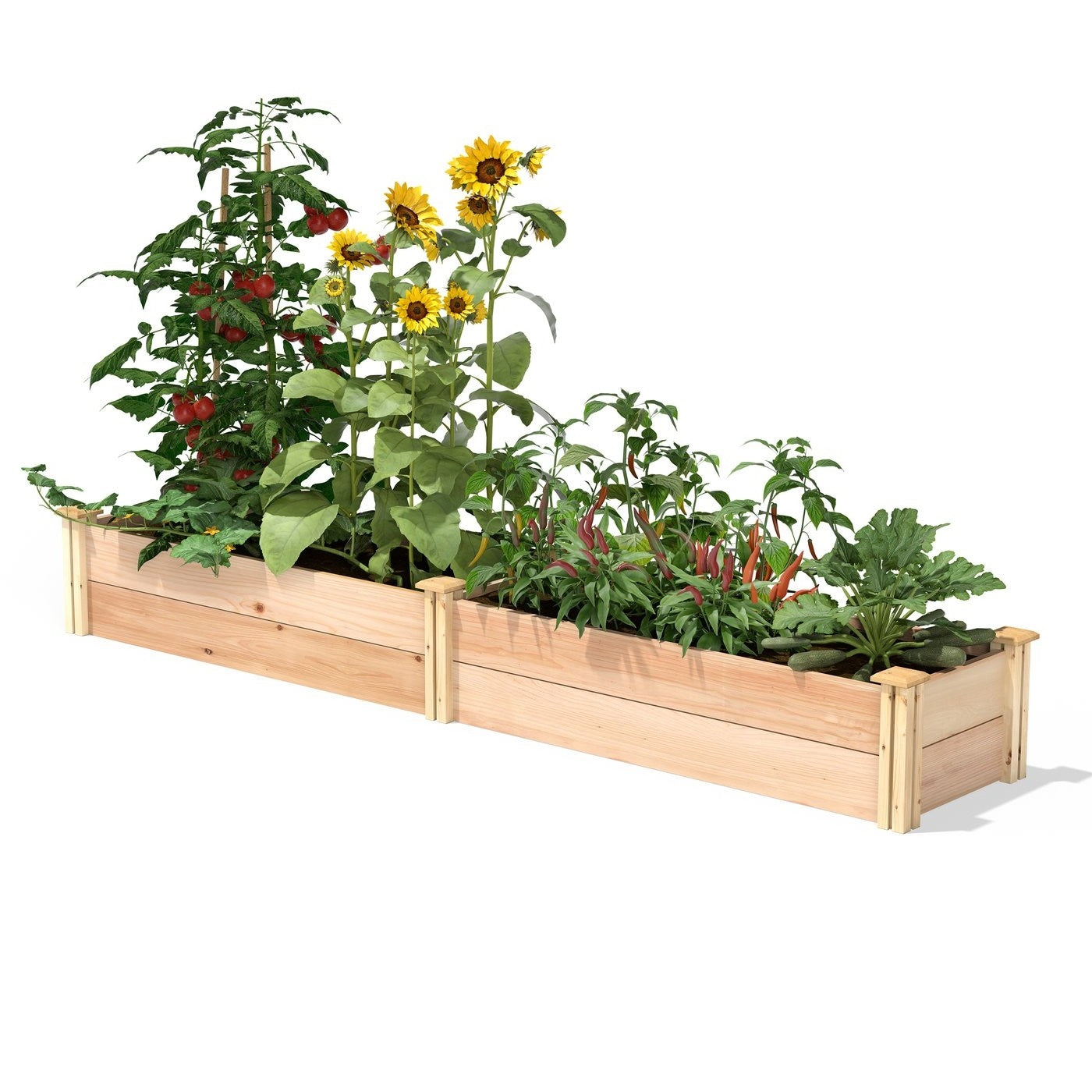 16 in x 96 in FarmHome Narrow Cedar Wood Raised Garden Bed - Made in USA-0